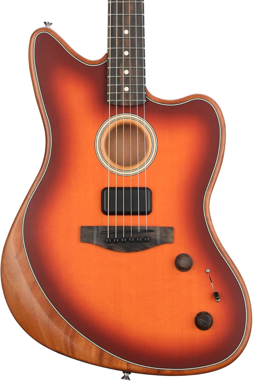 Fender American Acoustasonic Jazzmaster Acoustic Electric Guitar, Tobacco Sunburst, Ebony Fingerboard, with Gig Bag