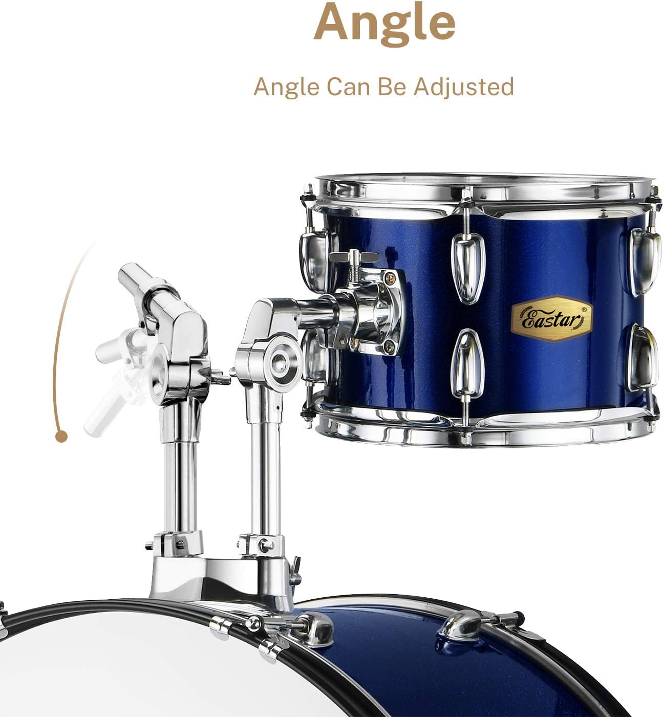 Drum Set Eastar 22 inch for Adults, 5 Piece Full Size Drum Kit Junior Beginner with Pedal Cymbals Stands Stool and Sticks, Metallic Blue