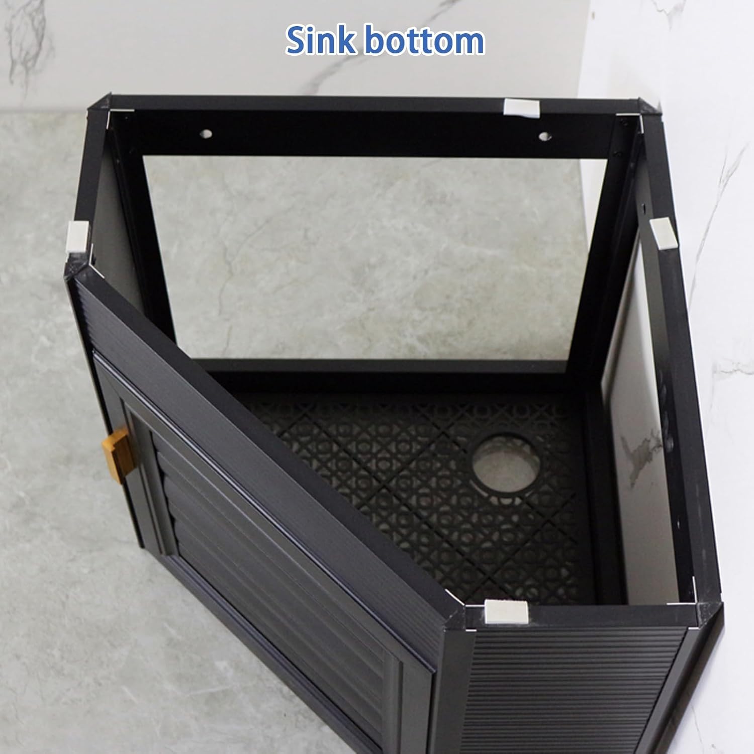 Corner Bathroom Sink, Corner Wall Mount Bathroom Sink, Ceramic Corner Sink with Storage Container, Corner Bathroom Vanity, Bathroom Vanity Cabinet, for Small Space(White,47cm/18.5in)