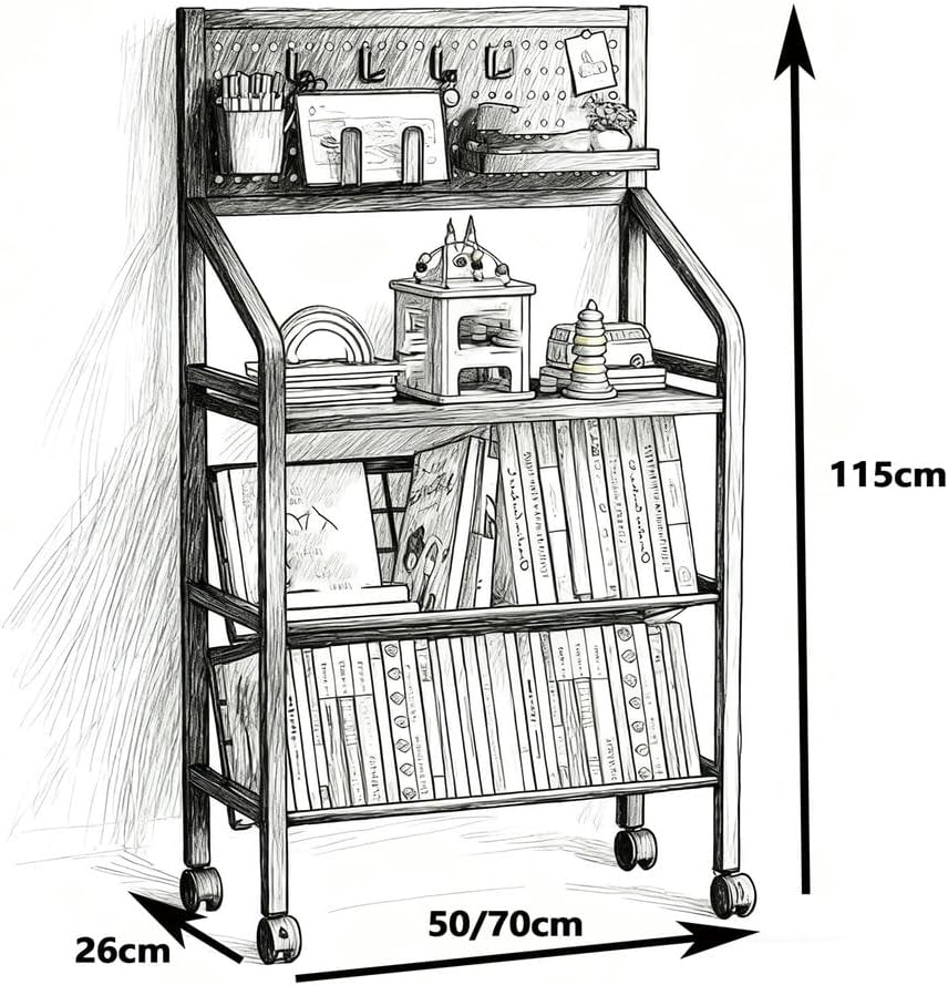 Narrow Bedroom Door Shelf Bookcase Multi-Purpose Carbon Steel Material with Pegboard Space-Saving Display for Pantry Books Decor and Home Storage Solutions,Black,70 * 26 * 115cm