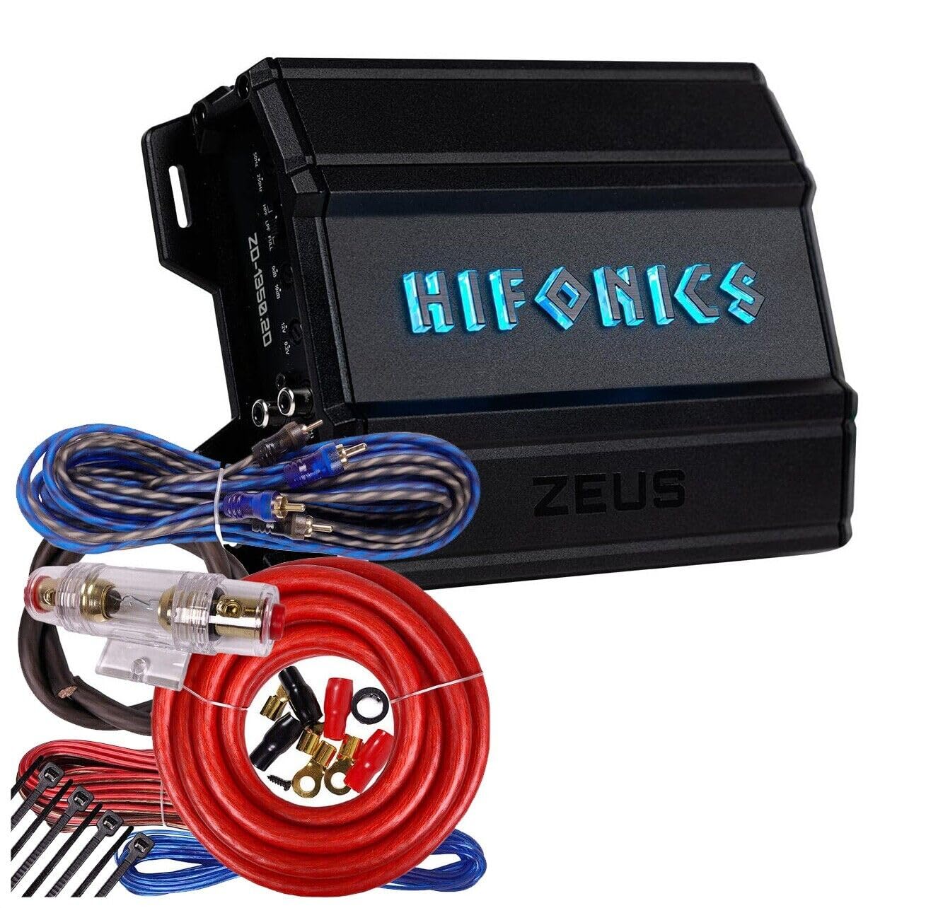 Hifonics ZD-1350.4D Zeus Delta 1300W 4-Channel Car Audio Amplifier with Complete 4 Gauge 4-Channel Installation Kit, Class D Design for Compact Installations