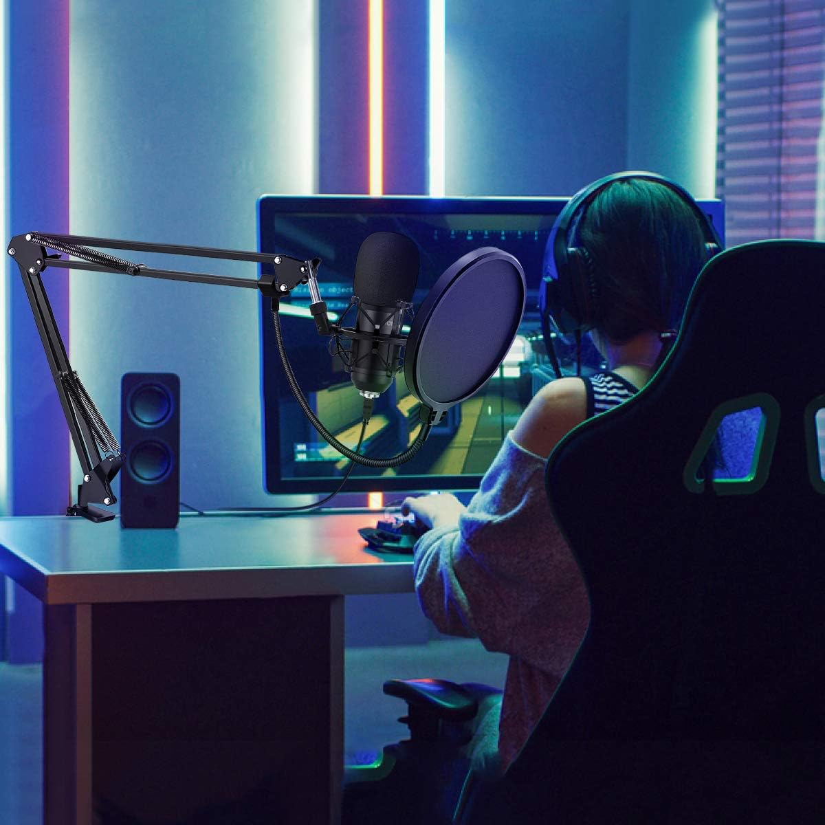 YOTTO USB Microphone Kit 192KHZ/24BIT Plug & Play Computer PC Microphone Studio Streaming Cardioid Mic with Boom Arm Shock Mount Pop Filter for Recording Broadcasting YouTube Gaming Voice