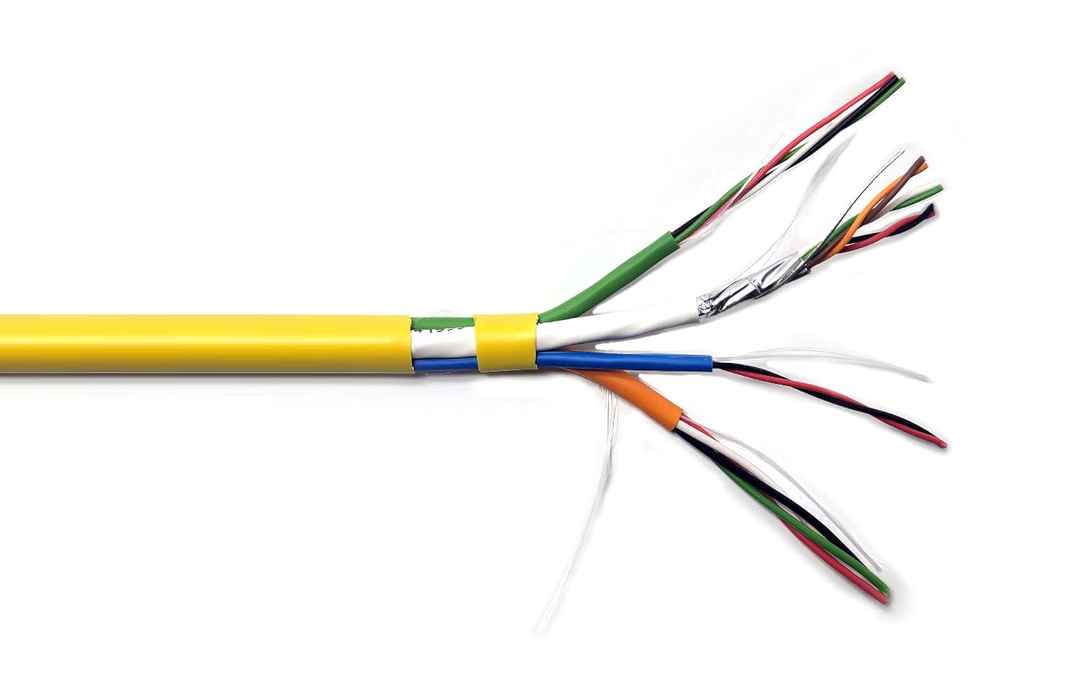 Riser Rated Access Control Composite Cable - 18AWG/4C+22AWG/3P Shielded+22AWG/2C+22AWG/4C - Stranded Bare Copper Conductors (Yellow 100FT)