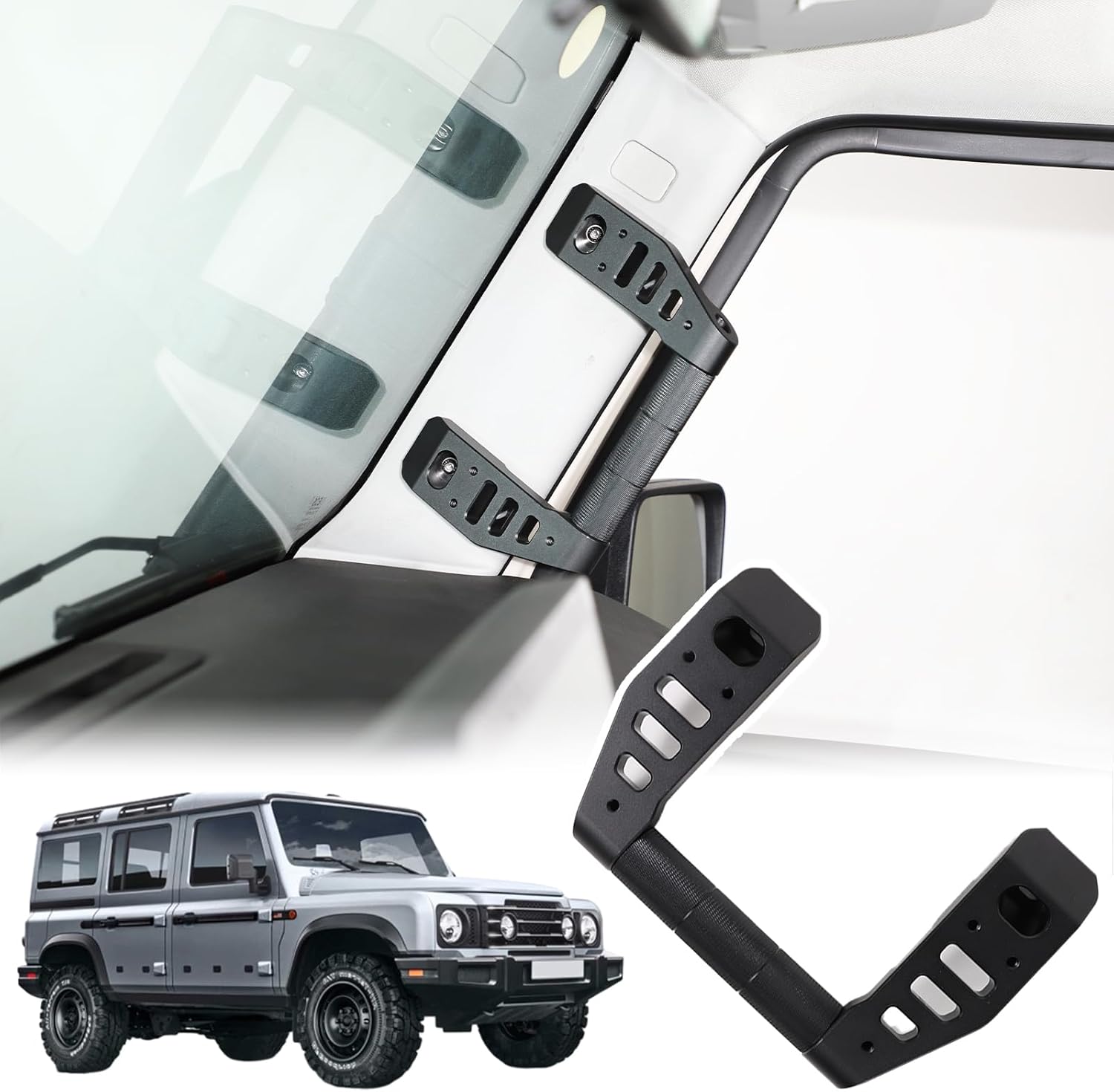 Car A-Pillar Grab Handle Grip Kit Compatible with INEOS Grenadier 2022-2024+ Aluminum A-Pillar Grip Handle Car Interior Replacement Accessories 1PCS (Black)