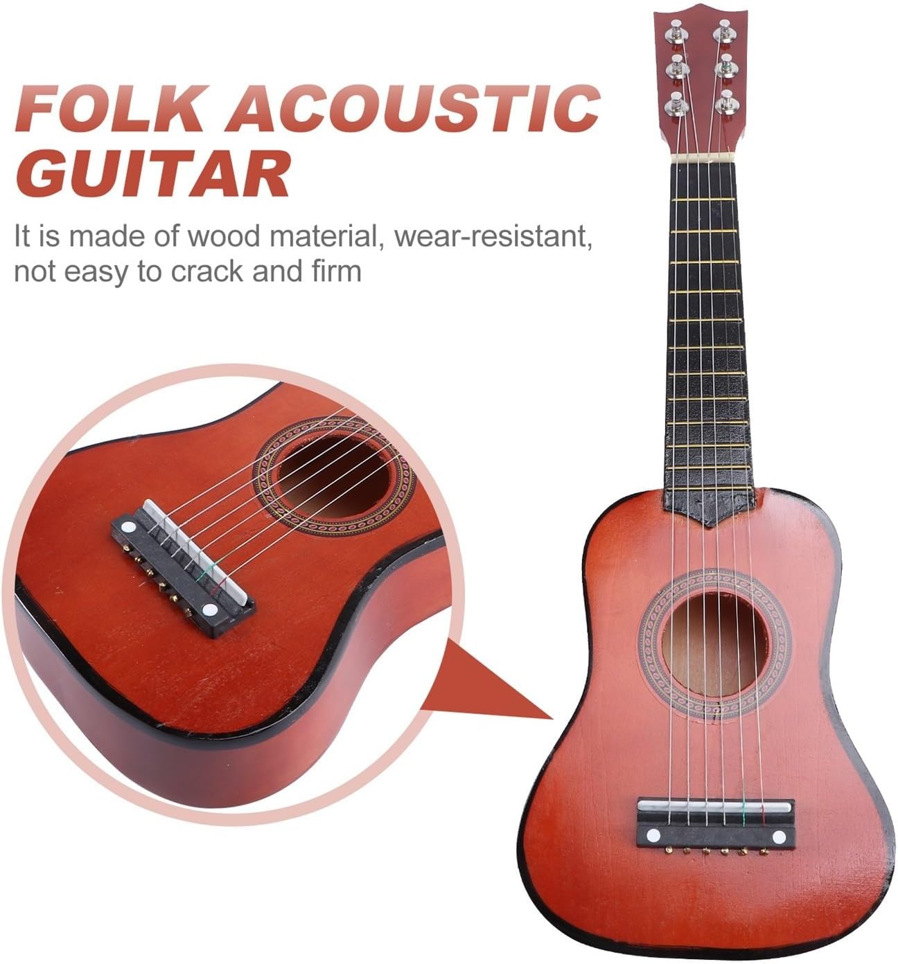 21 Inch Guitar Mini Guitar Musical Instrument Wooden Craft for Beginner Folk Guitar (Color : Coffee, Size : 21 Inch)