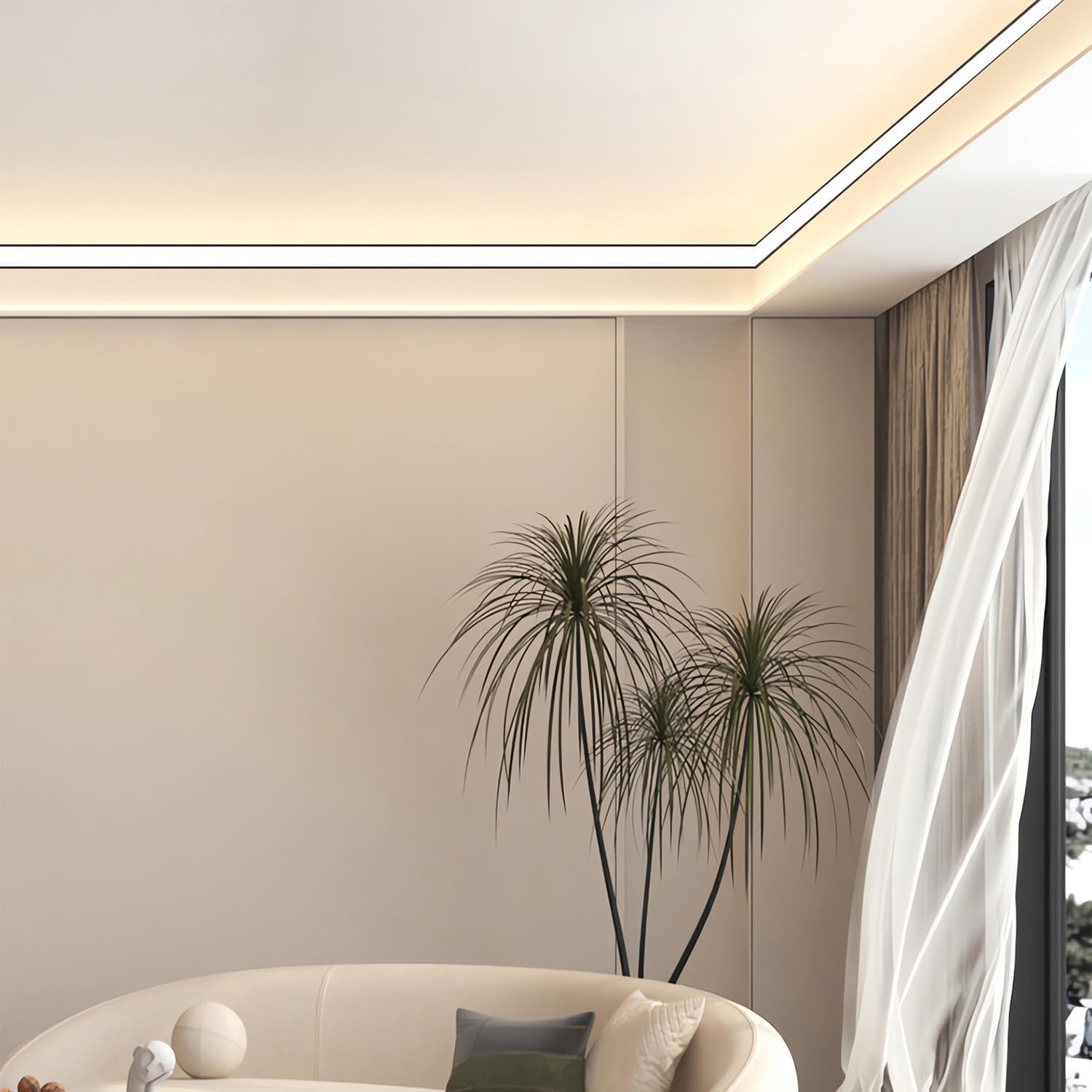 JARBIH 5PACK Led Aluminum Profile for Ceiling Wall Decoration, 1M/3.3ft 6cmx6cm Top Corner Strip Line Luminous Ceiling Free Lamp Internal Channel Linear for Living Room Home(Black)