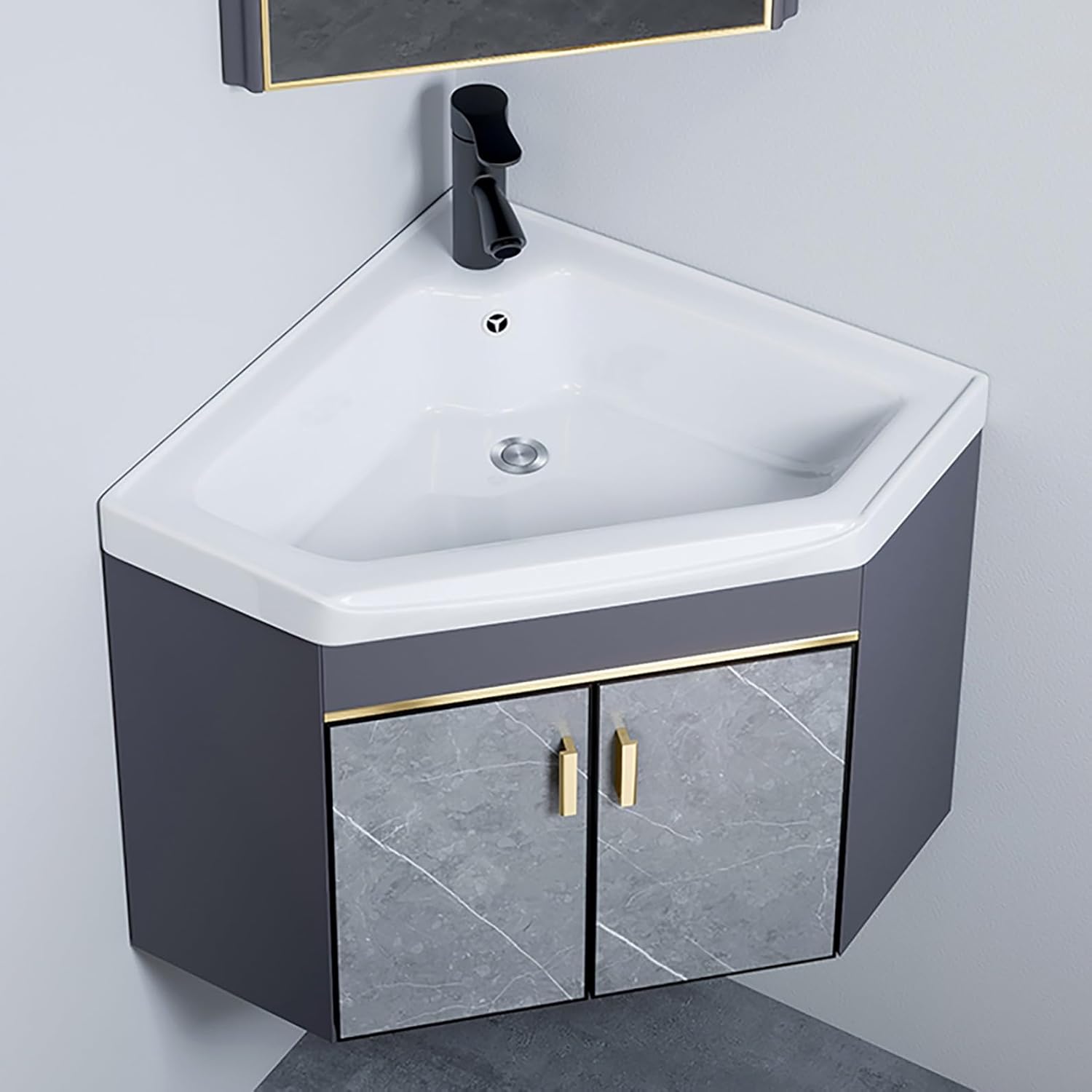 Small Bathroom Vanity Wall Mounted Wall Mount Sink Corner Bathroom Sink with Drainer Unit and Cold and Hot Water Pipe Faucet Bathroom Vanity Bathroom Vanity W/Sink Combo for Small Space. ( Size : 69x5