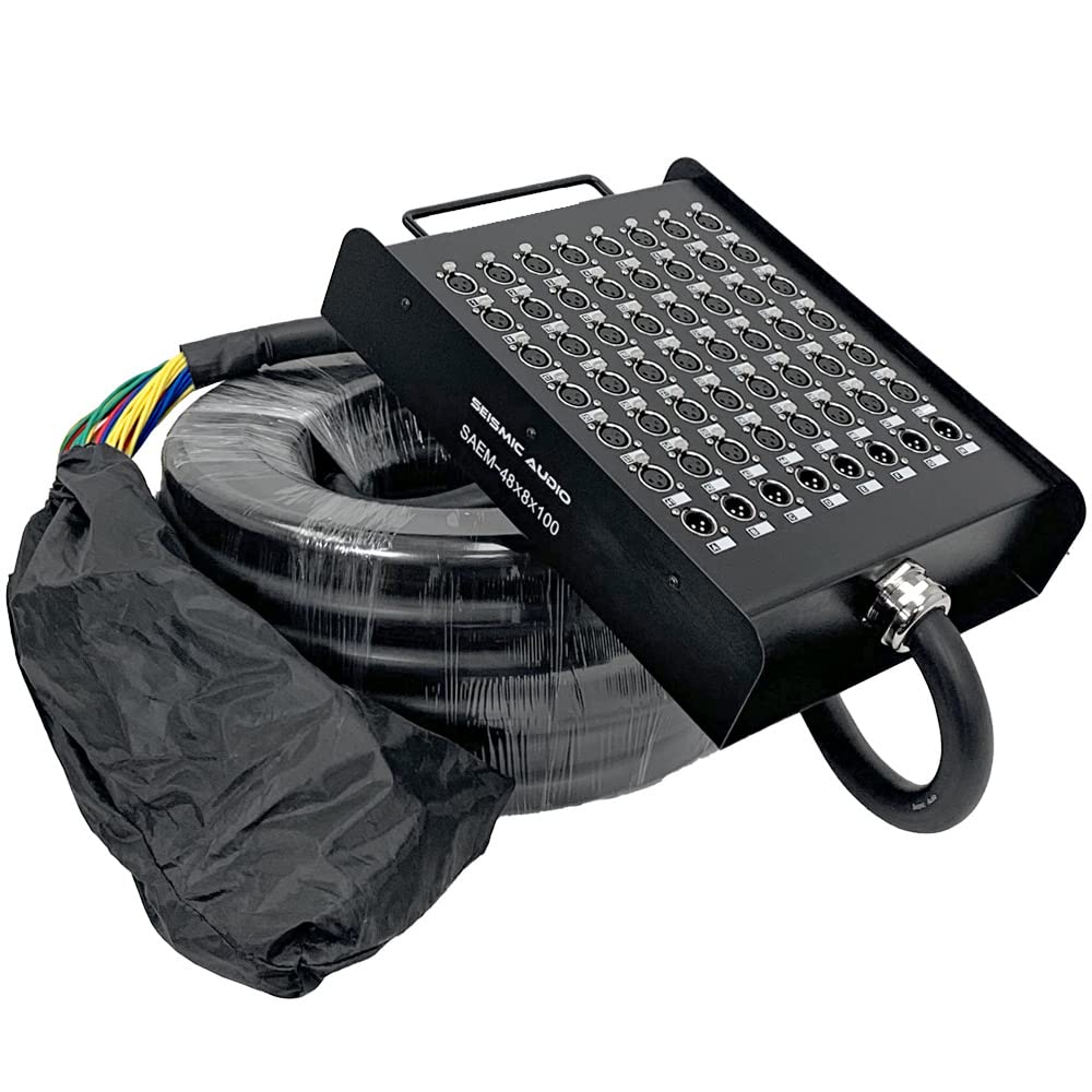 Seismic Audio SAEM-48x8x100-48 Channel XLR Color Coded Snake Cable - 100 Feet - 48 Sends with 8 XLR Returns