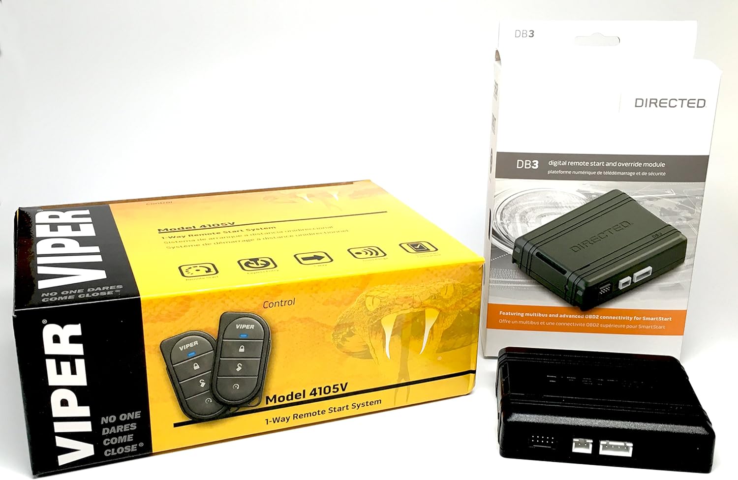 Click & ADD Viper 4105V Remote Car Starter 1-Way Two 4-Button Remotes Keyless New 2017 Model & Directed DB3 XPressKit DEI Databus All Combo Bypass/Door Lock Interface Bundle Package