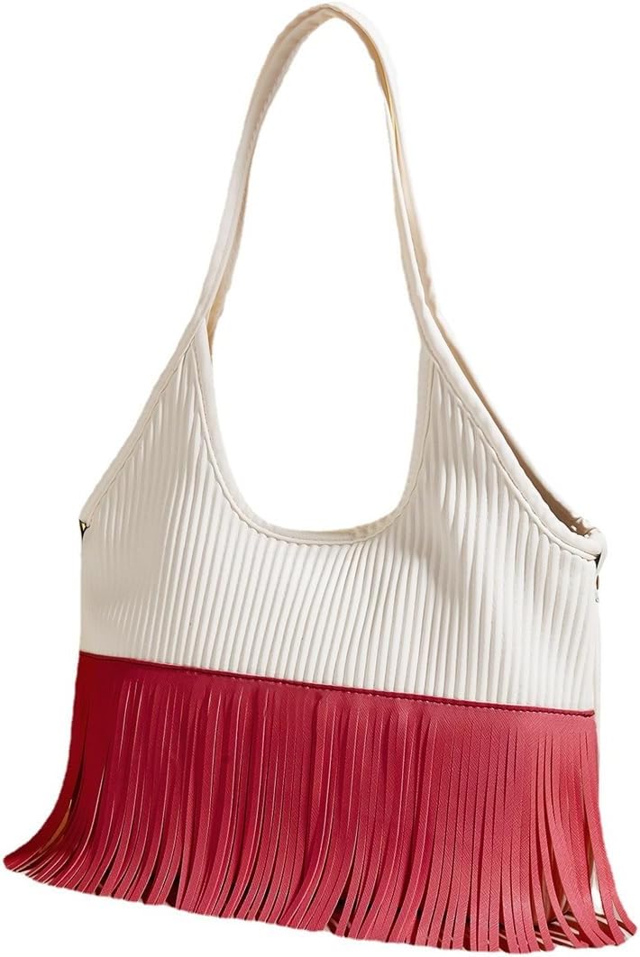 Bag Fringe Accessorized upper shoulder Tote bag Spring/Summer vintage multi-zip