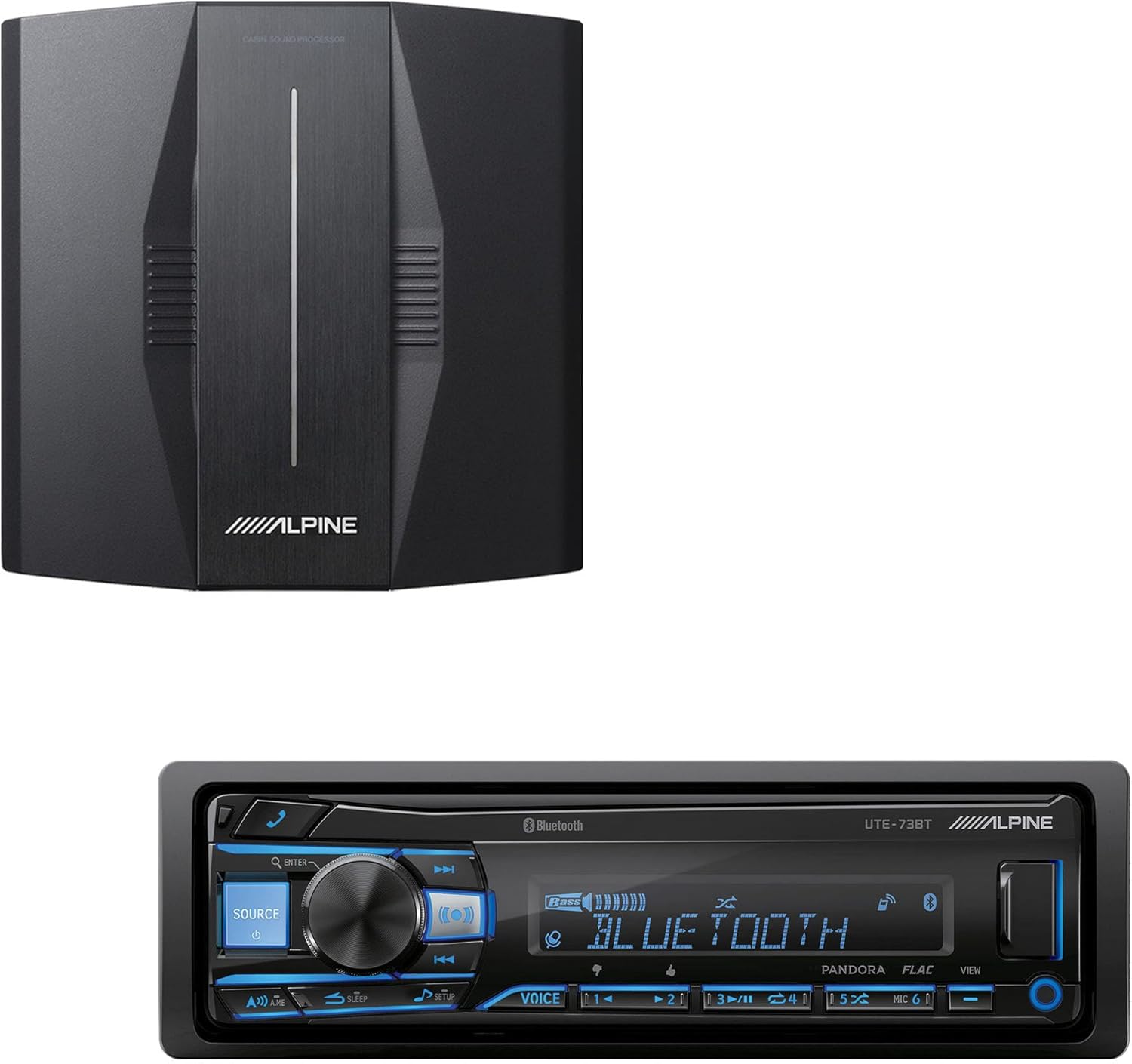Alpine UTE-73BT Mech-Less Digital Media Rec. Bluetooth® & PXE-C80-88 OPTIM8 8-Channel Hi-Res DSP Amp Bundle