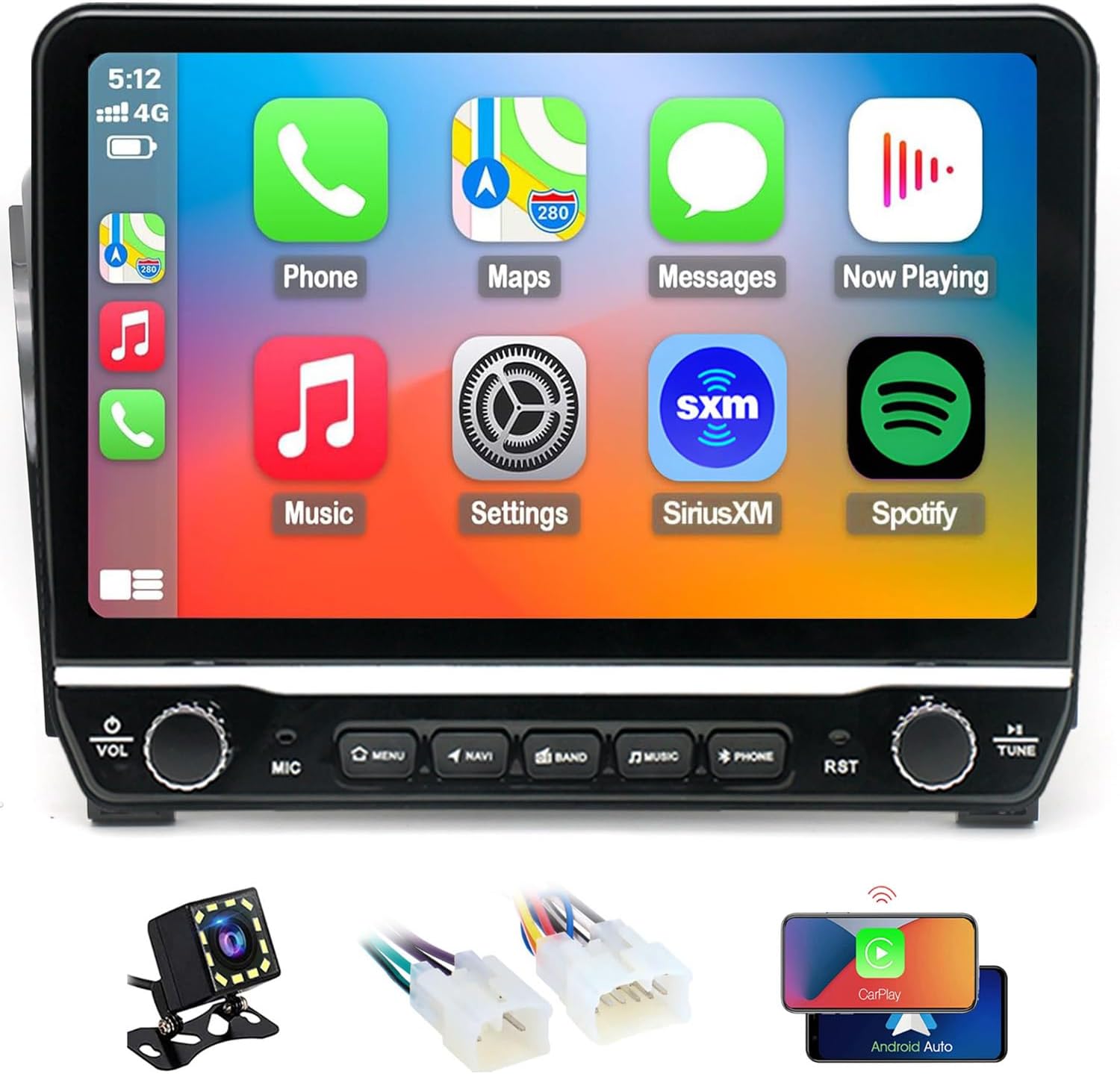 QLED Radio for Toyota Tundra 2009 2010 2011 2012 2013 Upgrade,Touch Screen Stereo Replacement,Wireless carplay Android auto,Free Camera