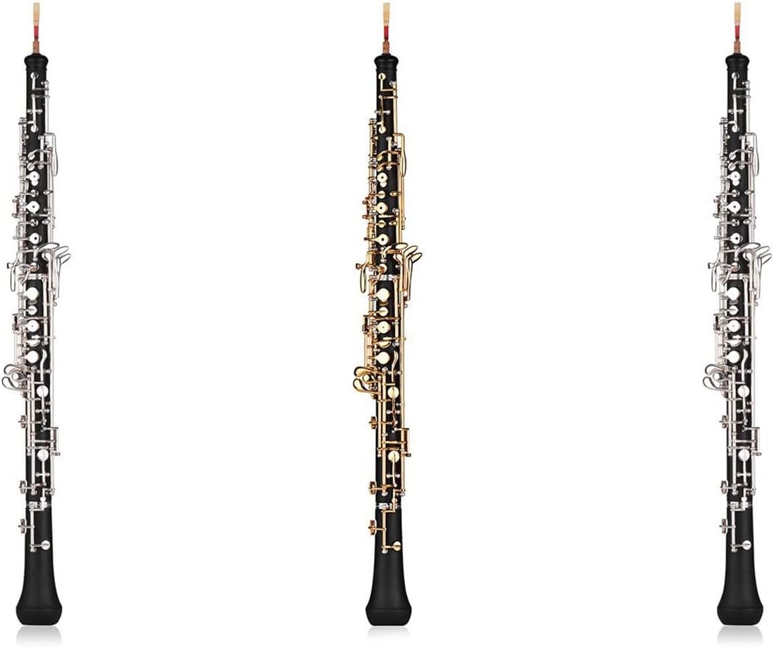 Professional Oboe C Key Semi- Automatic Nickel- Plated Keyboard Woodwind Instrument with Accessories Oboes Beginner (Color : Nickel-Plated Keys)