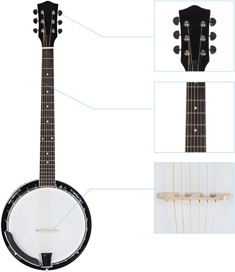 Top Grade Exquisite Professional Sapelli Notopleura Wood Alloy 6-String Banjo