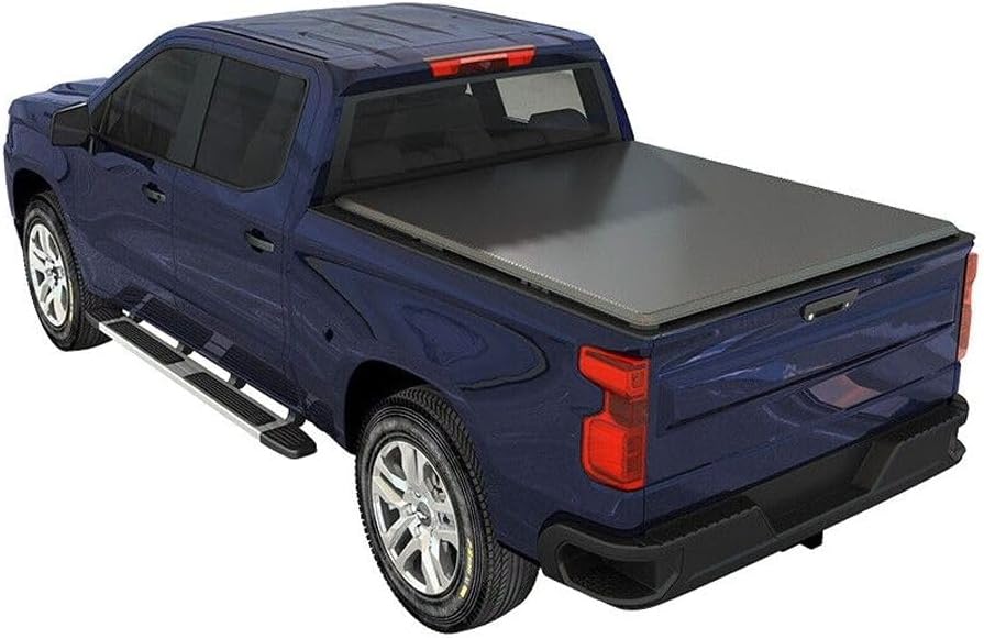 Tonneau Cover 1pc 5.5Ft Soft Top 4-Fold Folding Vinyl Truck Bed Black for Ford for F150 2015-2022 Rear CMTT82015
