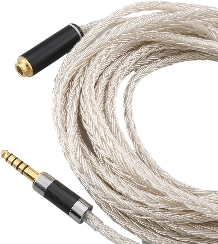 High Quality16 Core OCC Silver Plated Headphone Earphone Extension Cable for XLR 2.5mm 3.5mm 6.5mm 4.4mm Male to 4.4mm Female(6.5mm Plug,1.2m)