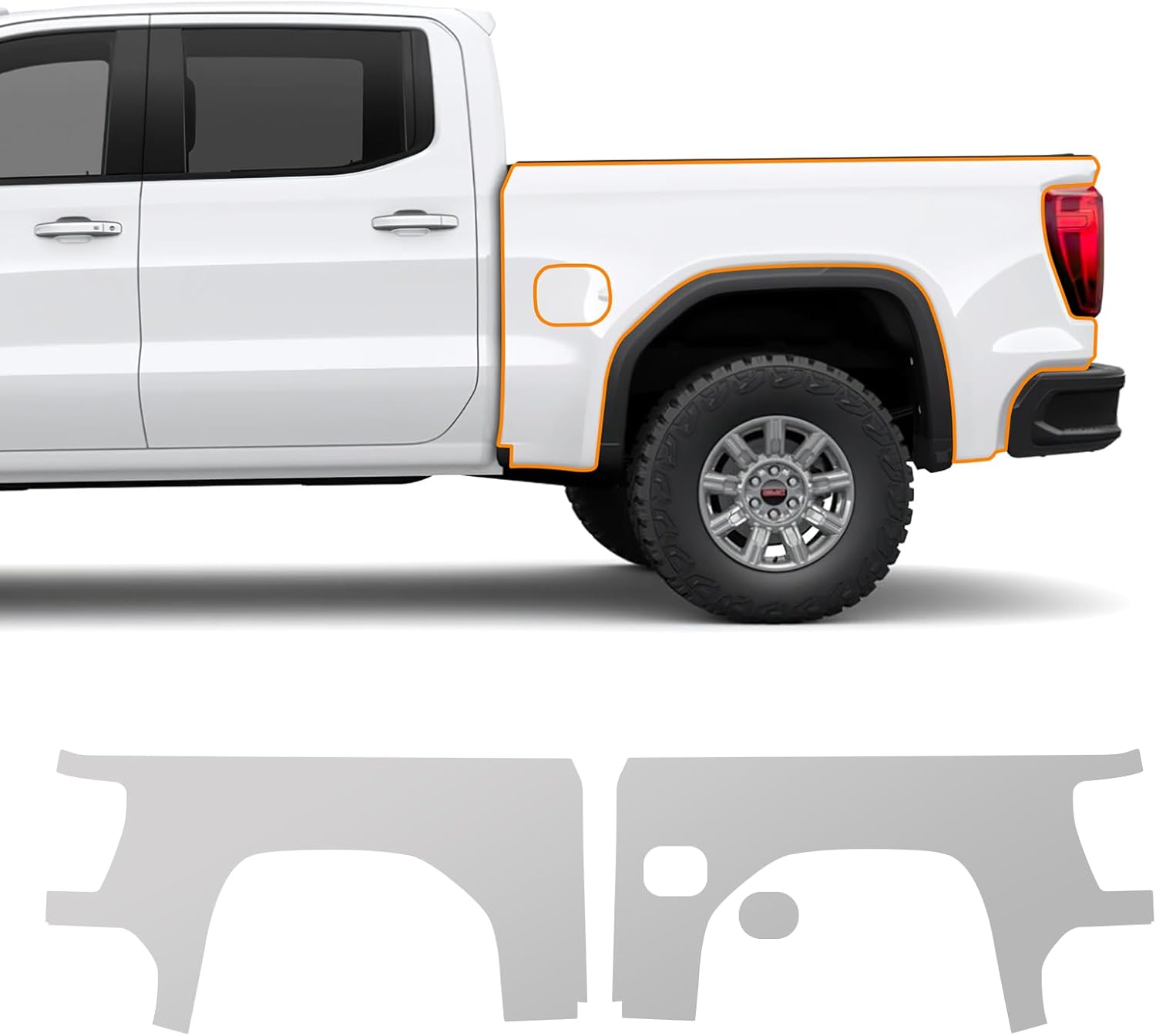 for 2022-2024 GMC Sierra 1500 8.5mil TPU PPF Clear Car Pre-Cut Paint Protective Film HD Scratch Exterior Accessories (Rear Side of Car 3Pcs)