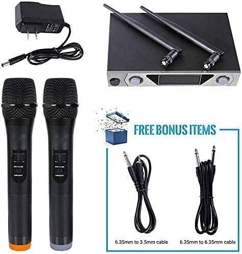 Wireless Microphone, Handheld Professional Microphone with 2 Wireless Microphones, Media Player Support