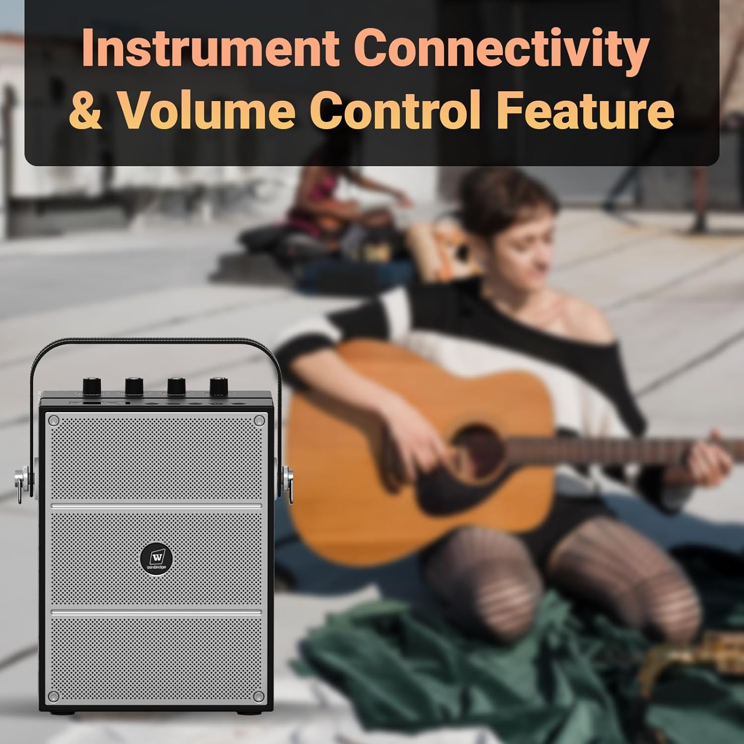 WinBridge S97 60W Bluetooth Speaker Mic– Powerful Wireless Voice Amplifier with Dual Microphones, Portable PA System & Karaoke Machine for Teachers, Sound Effects, Guitar Input, High Bass