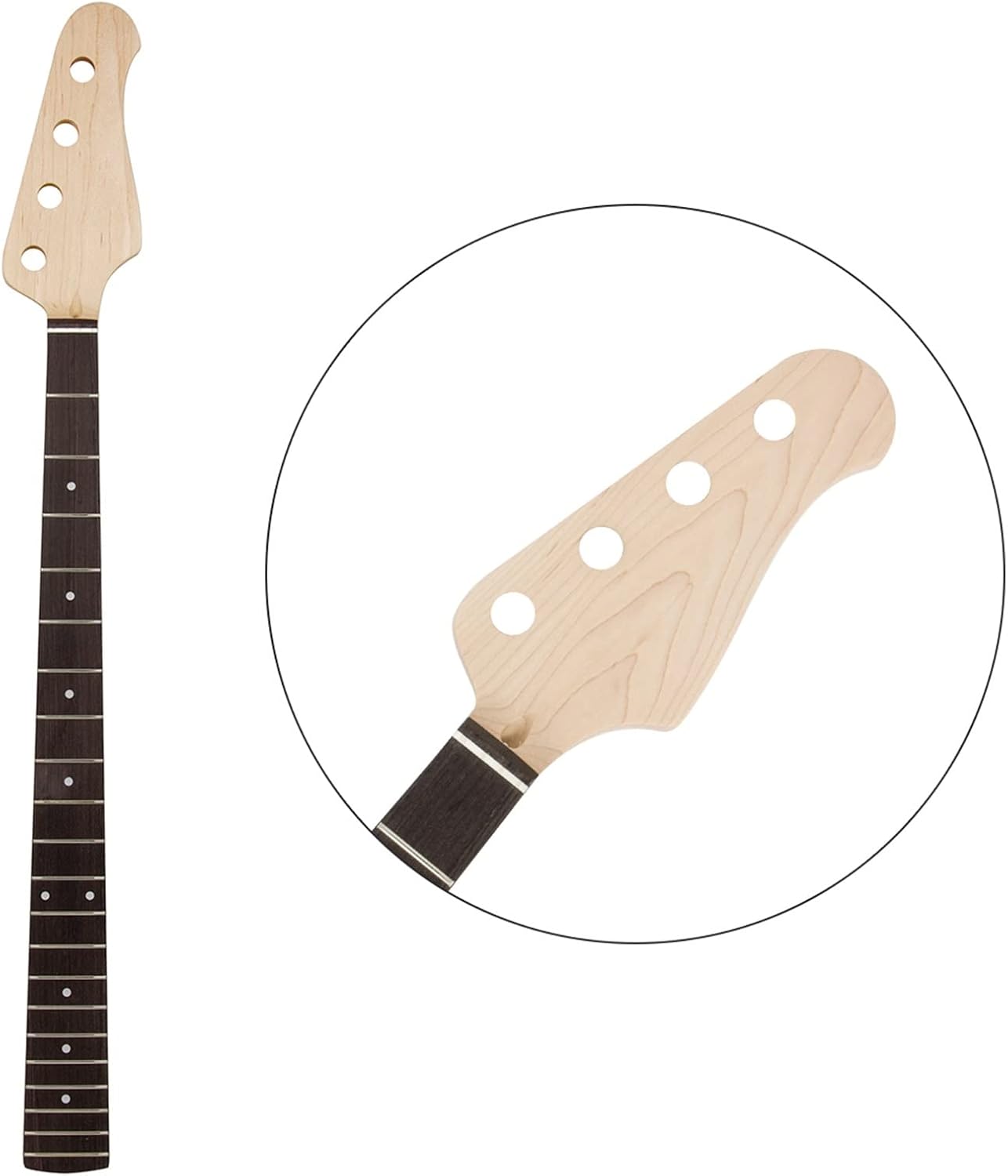Electric Guitar Neck 4 String Maple for Bass 21 Frets Bolt On 38 Mm Nut Nature Satin Electric Guitar Neck (Color : Synthetic Wood Fret)