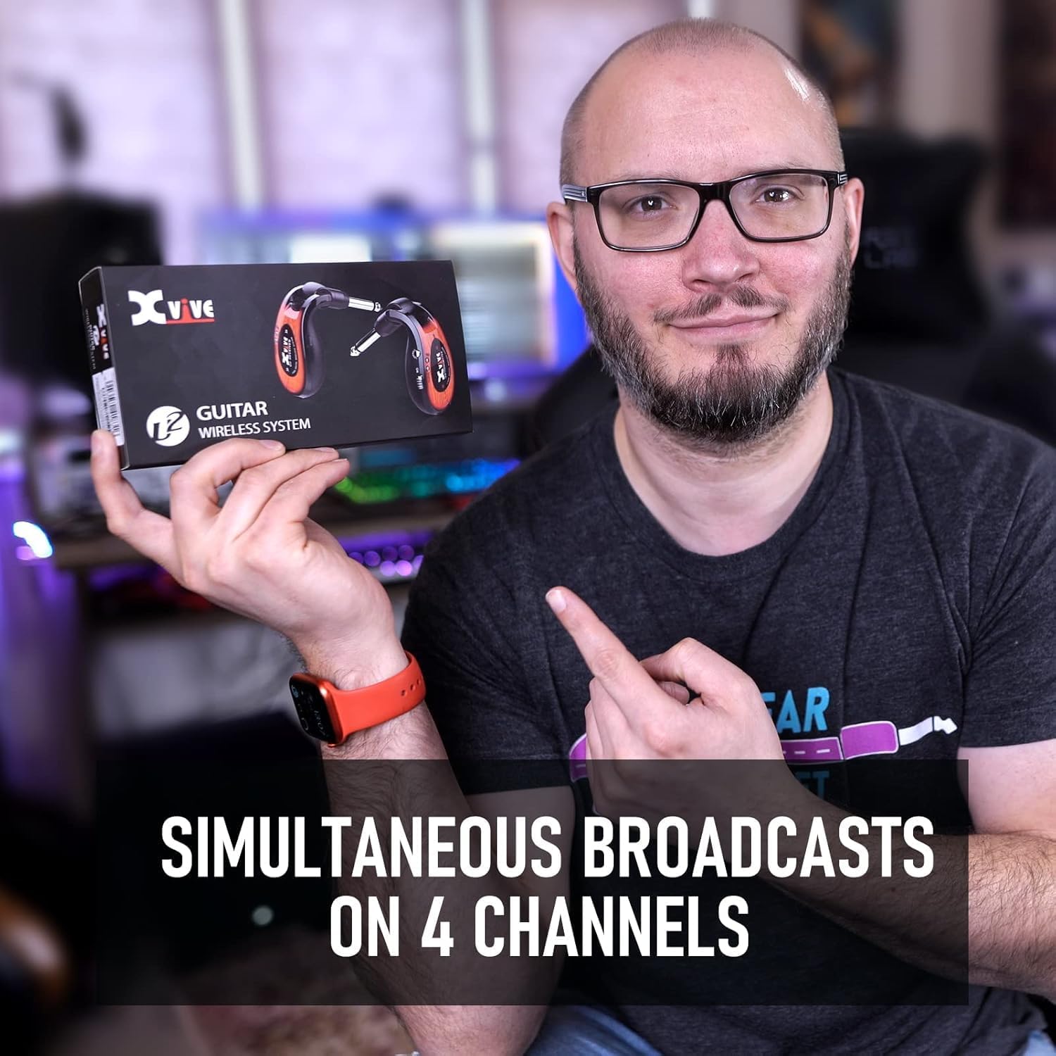 Xvive U2 Wireless Guitar System 3-tone Sunburst 2.4GHz Transmitter and Receiver for Electric Guitar Bass Violin Keyboard