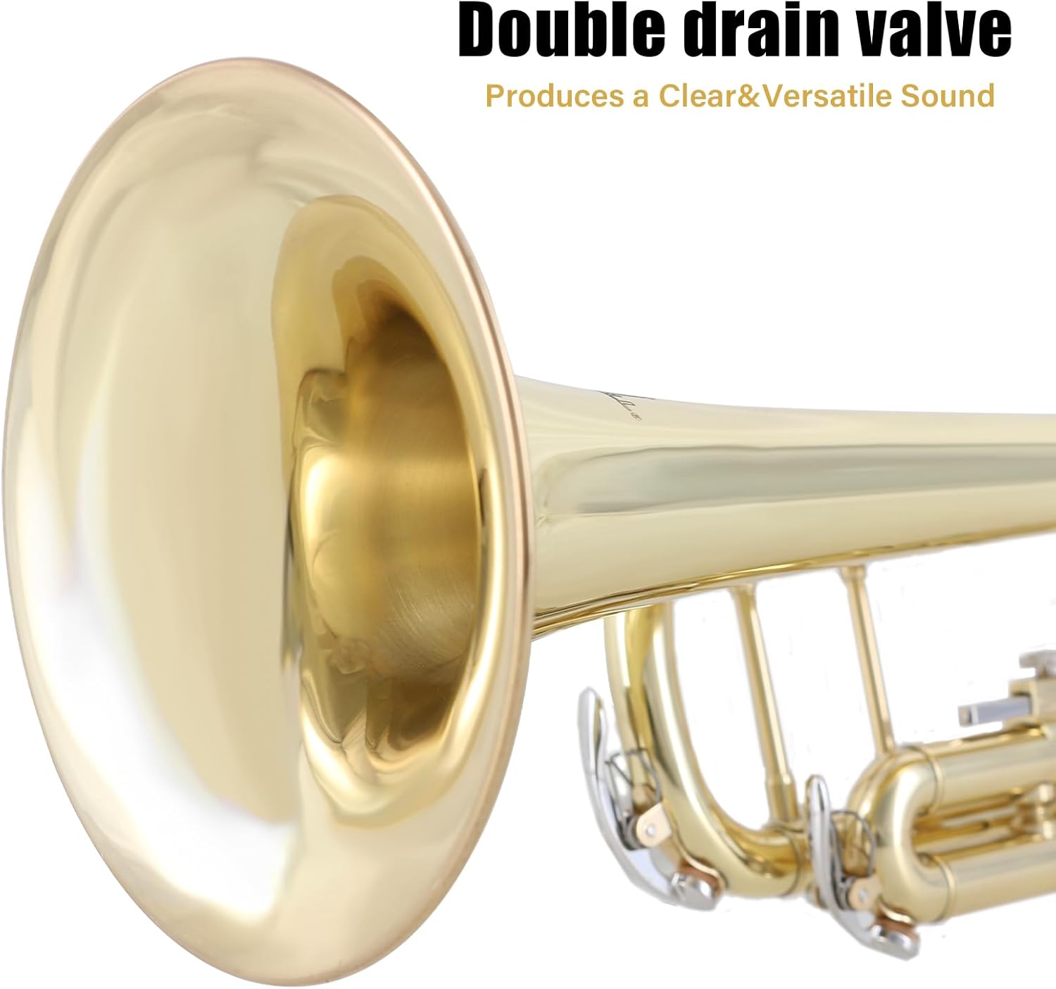 ROWELL Bb Trumpet Standard Trumpet Set,Double Support Beam Design Trunpet, Trumpet Instrument with Hard Case, Cleaning Kit, Stand, Mouthpiece, Gloves, Valve Oil for Beginner,Student and Adult.(Gold)