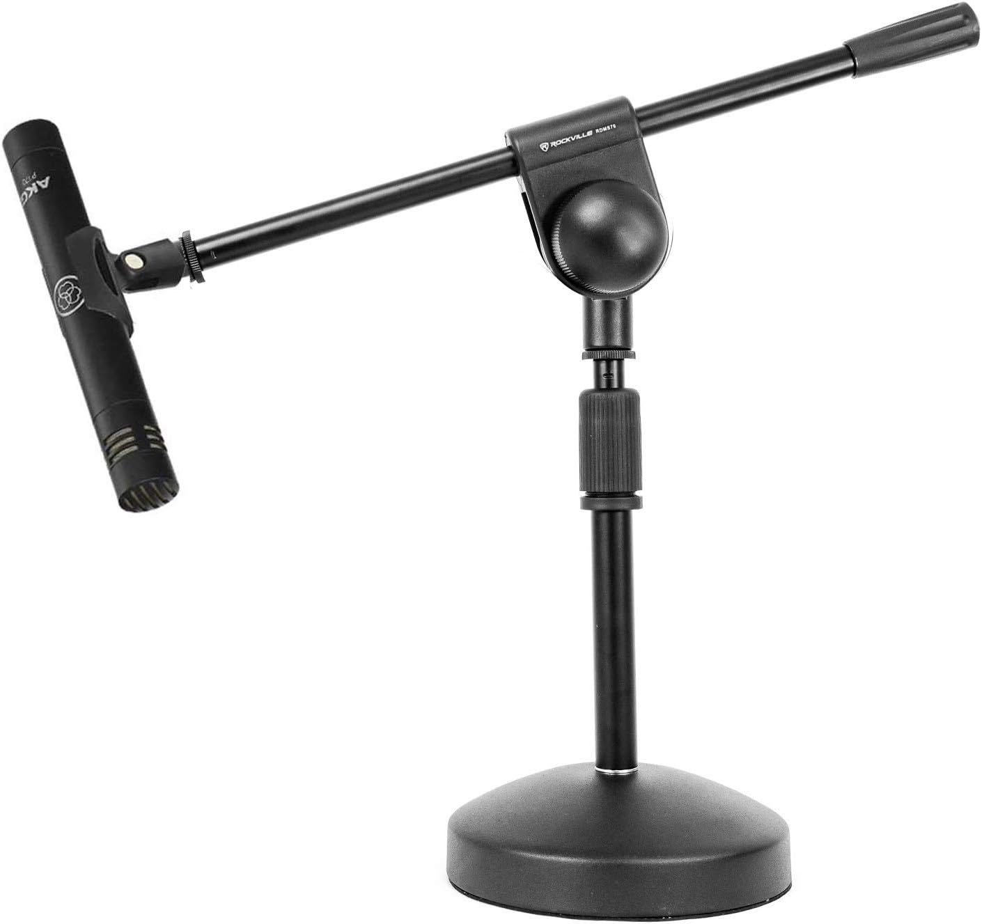 Audiosavings Bundle: P170 Studio Condenser Pencil Microphone Recording Overhead Instrument Mic Bundle with Rockville RDMS70 Desktop Mic Stand with Boom+Steel Round Base+Adjustable Height (2 Items)