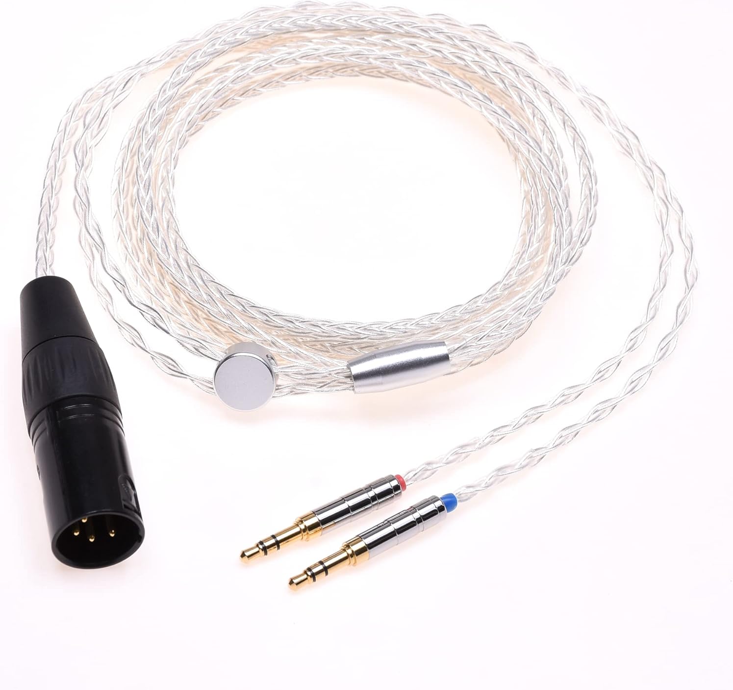 New 2X3.5mm Silver Plated Headphone Upgrade Cable for Hifiman Arya HE1000se HE5se HE6se HE4xx AH-D600 AH-D7100 AH-D7200 AH-D9200 (8FT, 4Pin XLR Male)