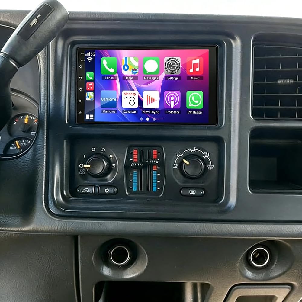 Car Stereo Radio Compatible for GMC Sierra 1500 2003-2006 with Carplay Android Auto GPS Navigation 7in Touchscreen Car Radio Player with Bluetooth WiFi FM/RDS SWC Mirror Link + Backup Camera