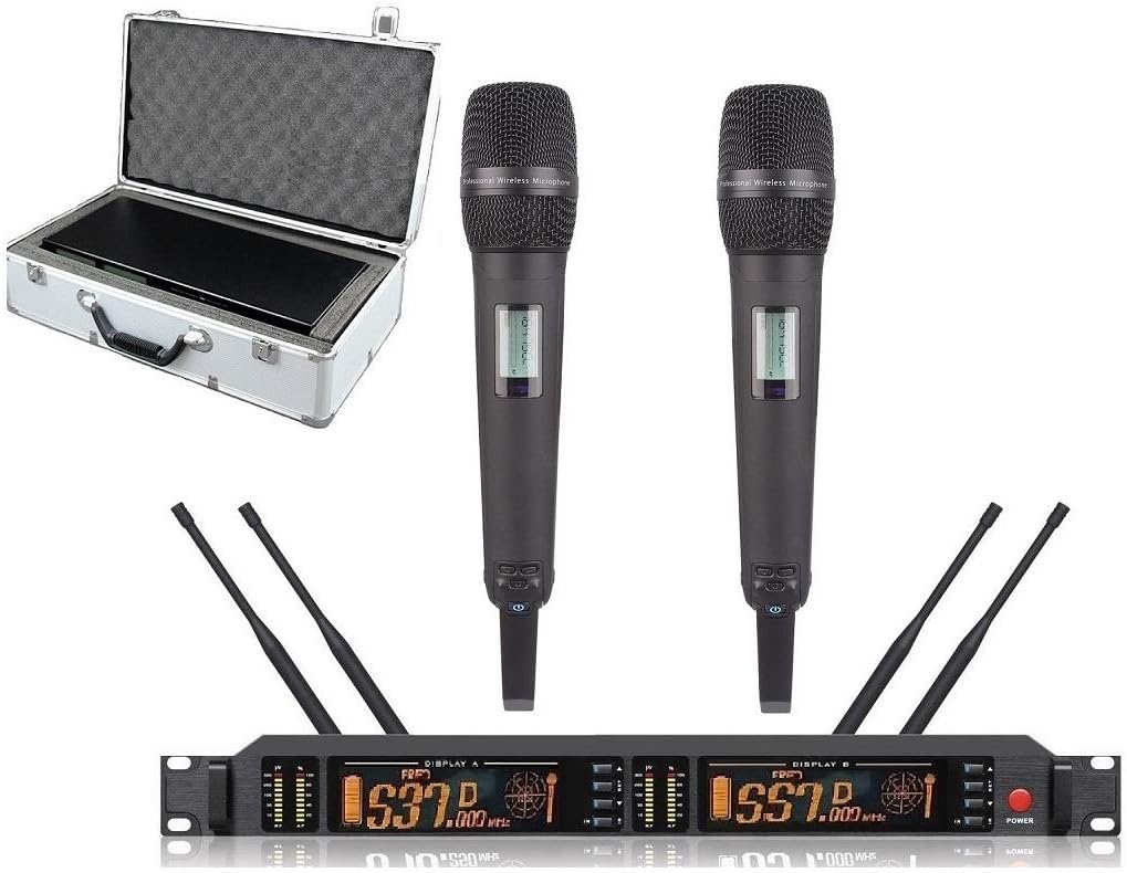 Dual Wireless Systems Microphone Handheld Professional Sound System for Singing School Meeting Microphone