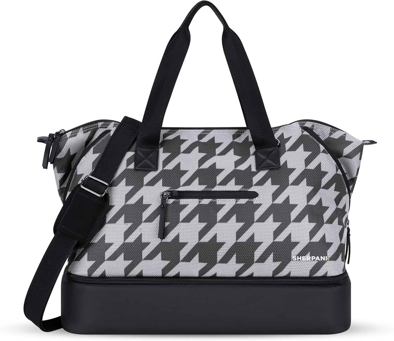 Sherpani Boston, Anti Theft Weekender Bags, Travel Duffel Bag for Women, Carry On Tote Bag with Removable Shoe Bottom Compartment, Metal Hardware, Travel Gift (Houndstooth)