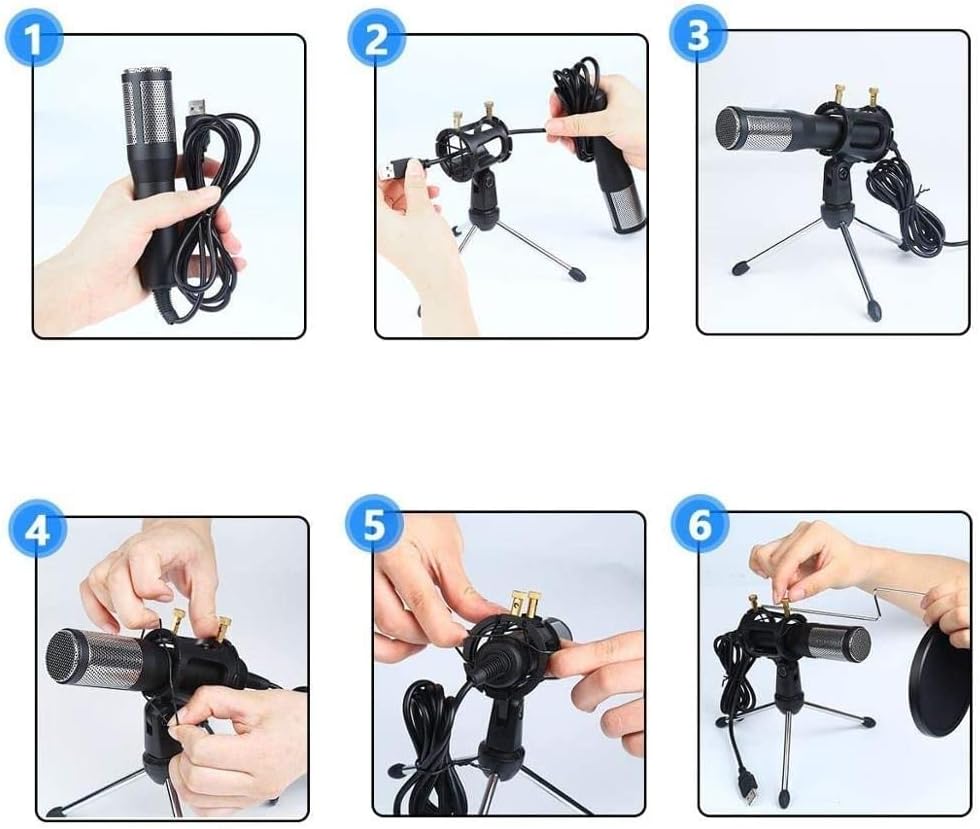 Condenser Recording Microphone, with Tripod Stand USB Plug and Play PC Microphone, Broadcast Microphone for Computer Desktop Laptop