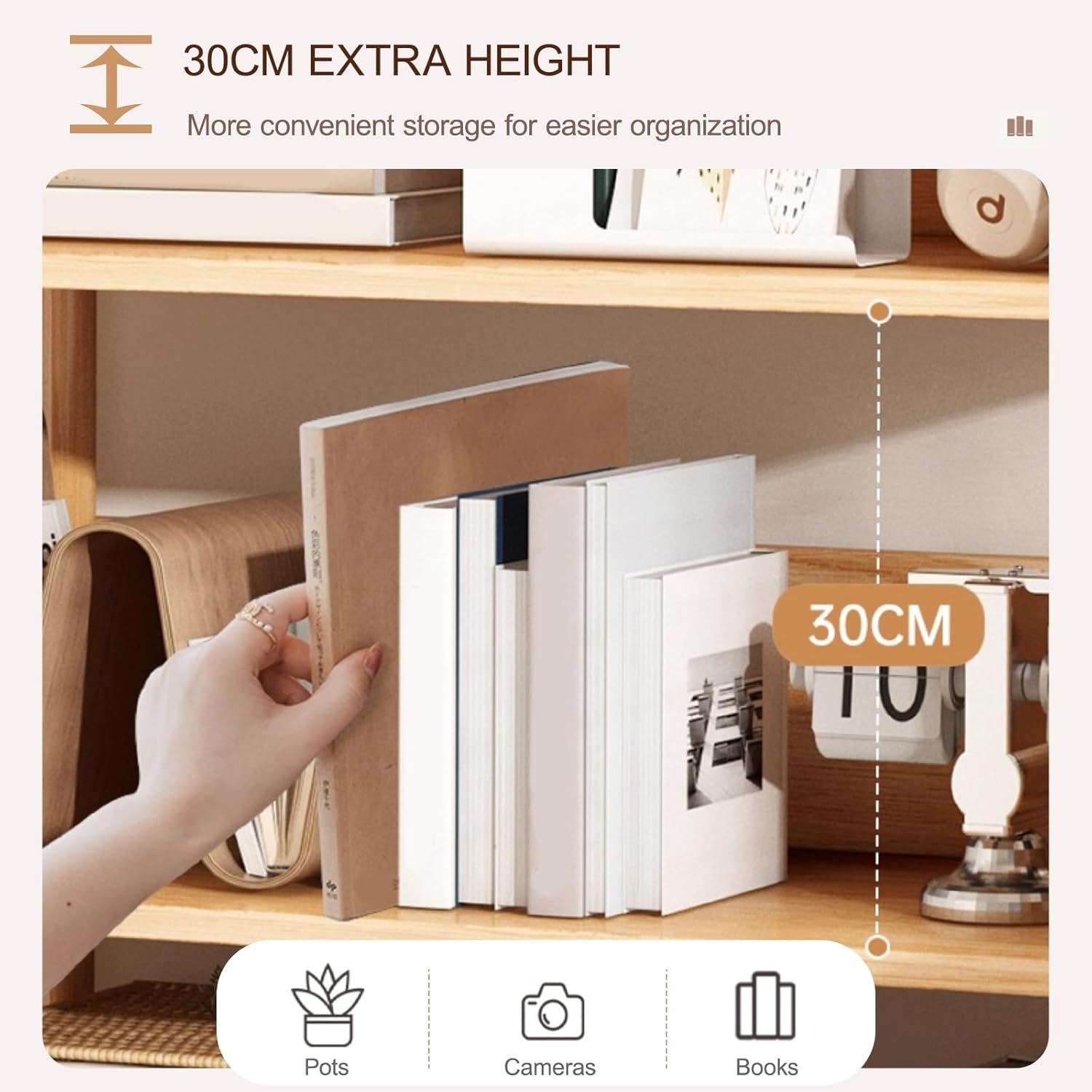 Rolling Book Cart with Wheels Mobile Bookshelf Modern Display Storage Shelf, Library Cart Storage Shelves for Small Space Corner Bedroom Office(White,60cm/23.6in)