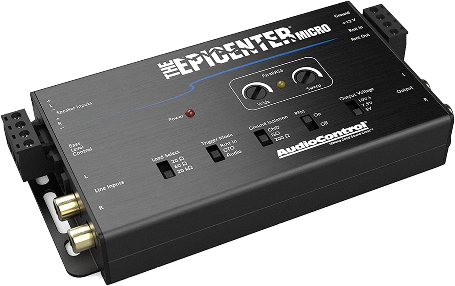 AudioControl Epicenter Micro Bass Restoration Processor & Full Copper Amp Kit Bundle. 2-Channel Amplifier with 600W Output Power and 12V Maximum Supply Voltage. ACR-4 Knob Included.