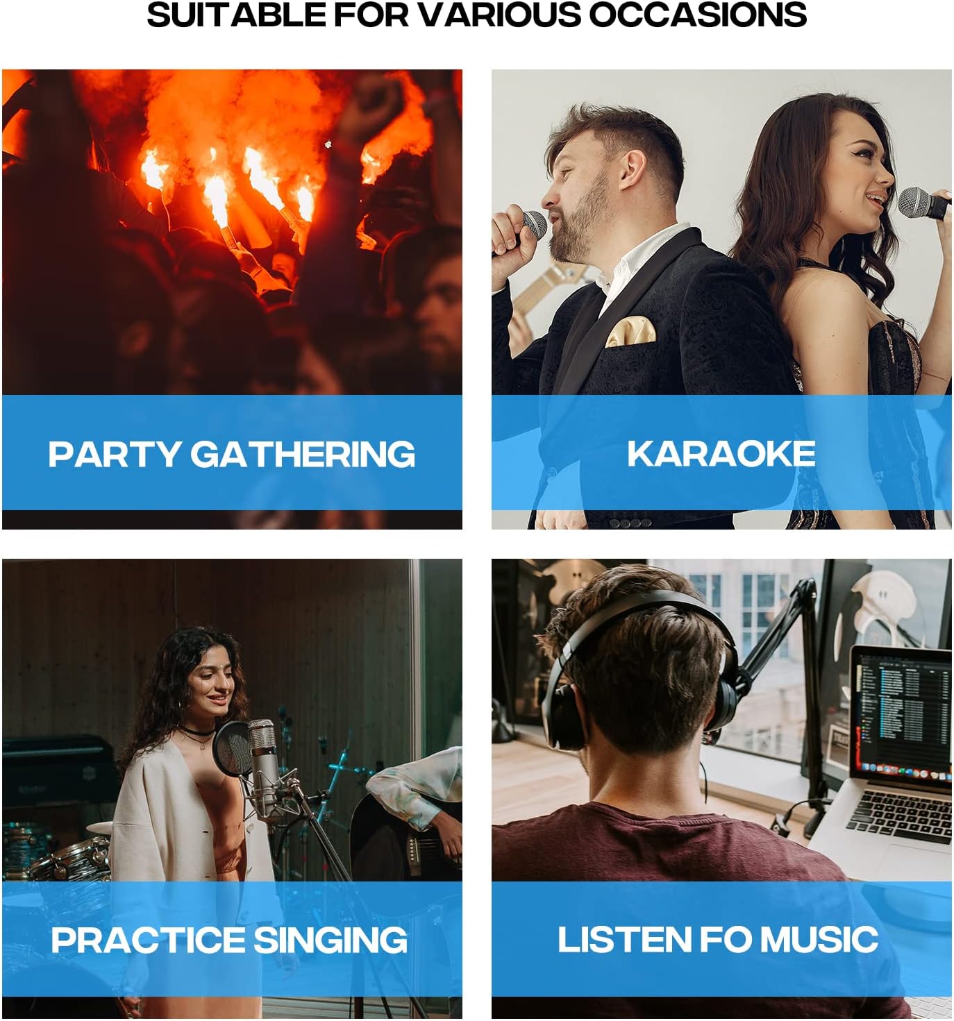 G-MARK Wireless Microphone System, Professional UHF Dual Channel Handheld Cordless Dynamic Mic Set for Home Karaoke,Church, DJ, Wedding, Meeting, Events, 200ft Range