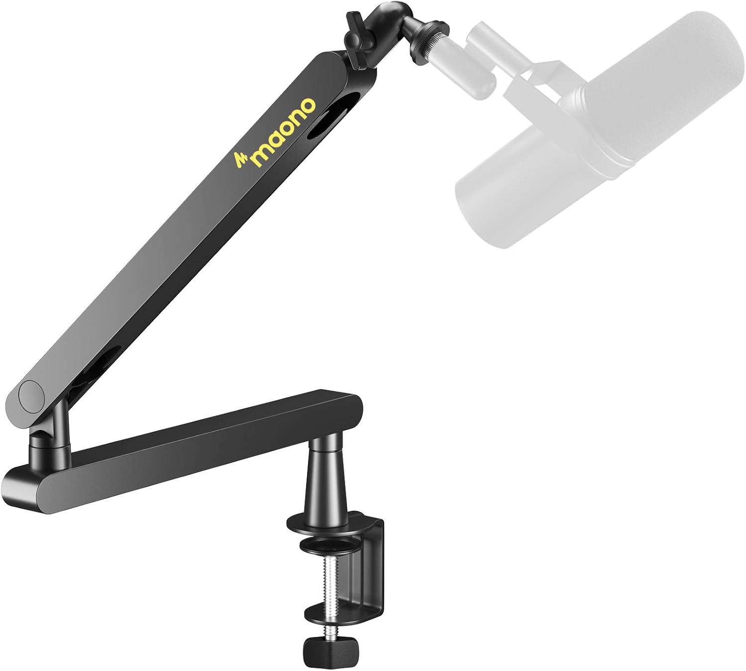 MAONO Microphone Boom Arm, Low Profile Mic Arm with Cable Management Channels, Desk Mount Clamp, Fully Adjustable, Heavy Duty Mic Stand for Podcast Studio Streaming (BA92 Black)