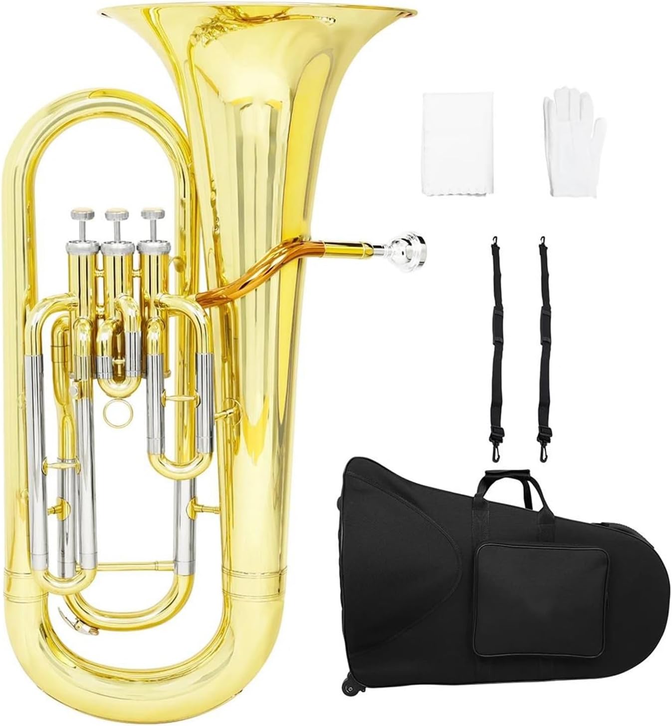 Bb Euphonium 3 Key Vertical Valve Gold Lacquer Case Euphonium All-brass Instrument