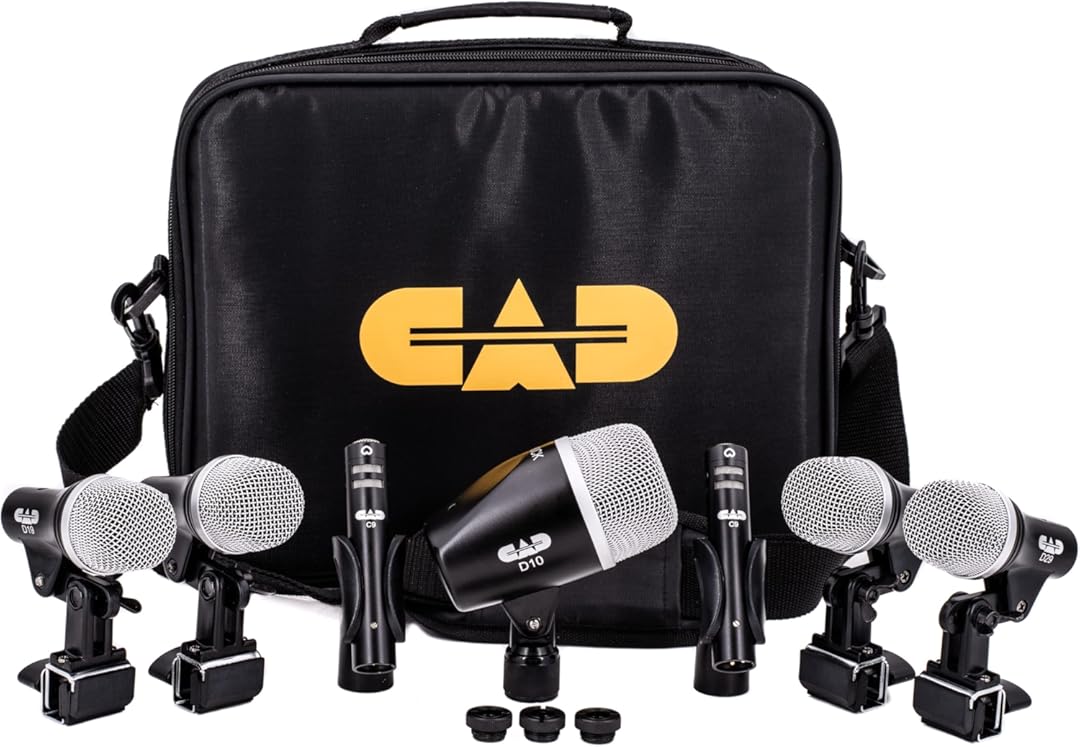 CAD Audio STAGE7 7-Piece Drum Mic Pack – D10 Kick, D19 Snare, 3× D29 Toms & 2× C9 Overheads, Vinyl Carry Case