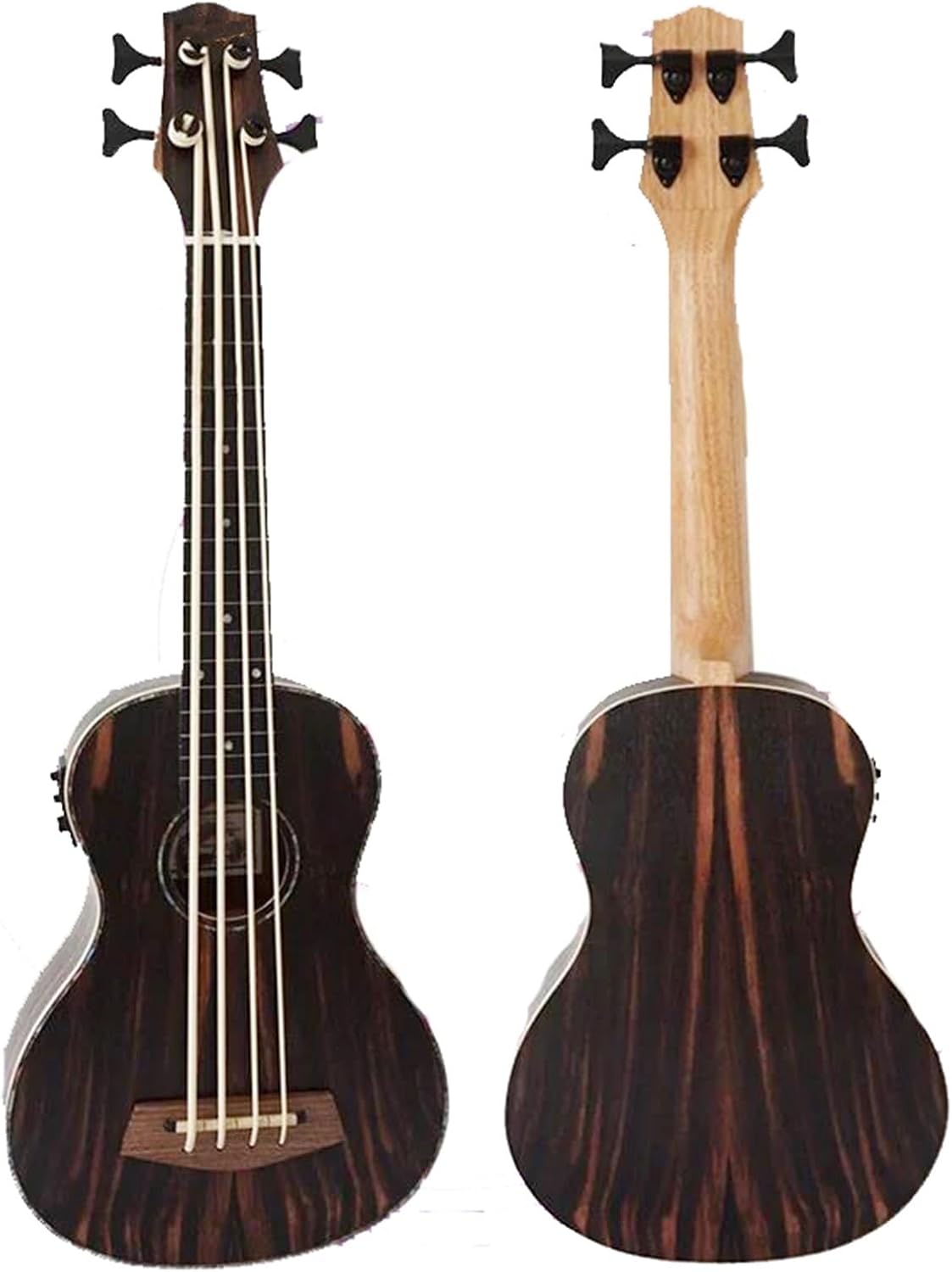 Adult Ukulele 30 Inch Ebony Body Electric Bass Ukulele Fretless U-Shaped Bass Guitar Musical Instrument Ukulele