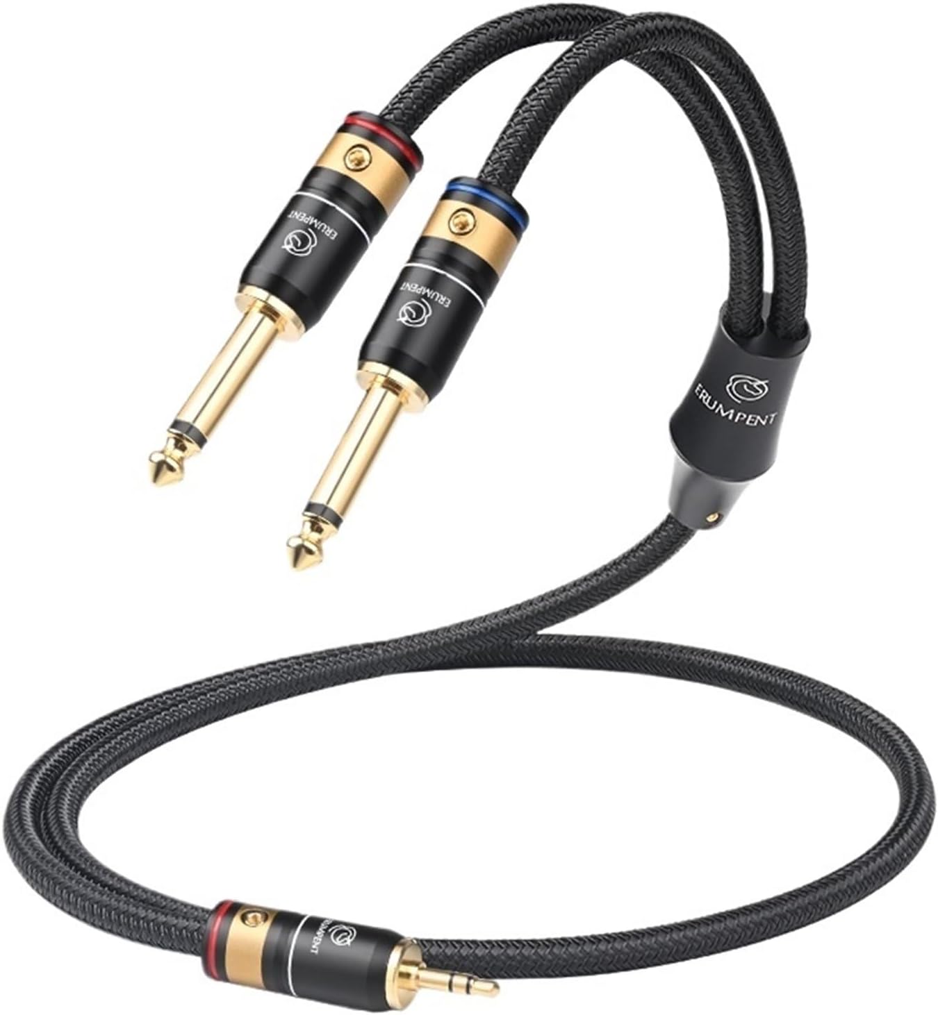 HiFi 6N OCC 3.5mm to Dual 6.5mm Audio Cable for Phone Amplifier Gold Plated Plug 3.5 Stereo to Dual 6.5 TS Audio Signal Cable(0.75m)