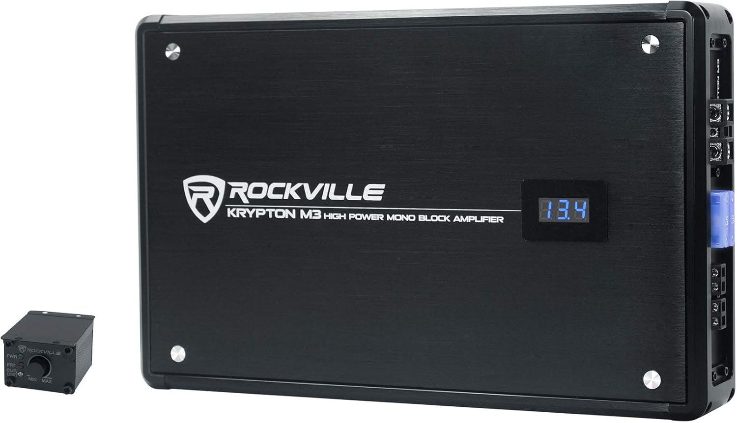 Rockville Krypton M3 4000W Mono Car Amplifier, Dyno-Certified RMS, Voltage Display, Bass Remote, Clip Indicator, Class-D, Perfect for Car Audio & Subs