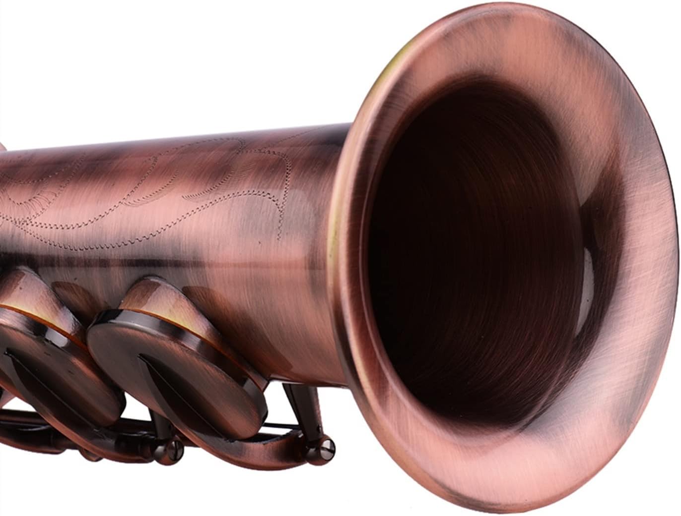 Professional Crimson Bronze Straight Bb Saxophone Woodwind Instrument Carve Pattern