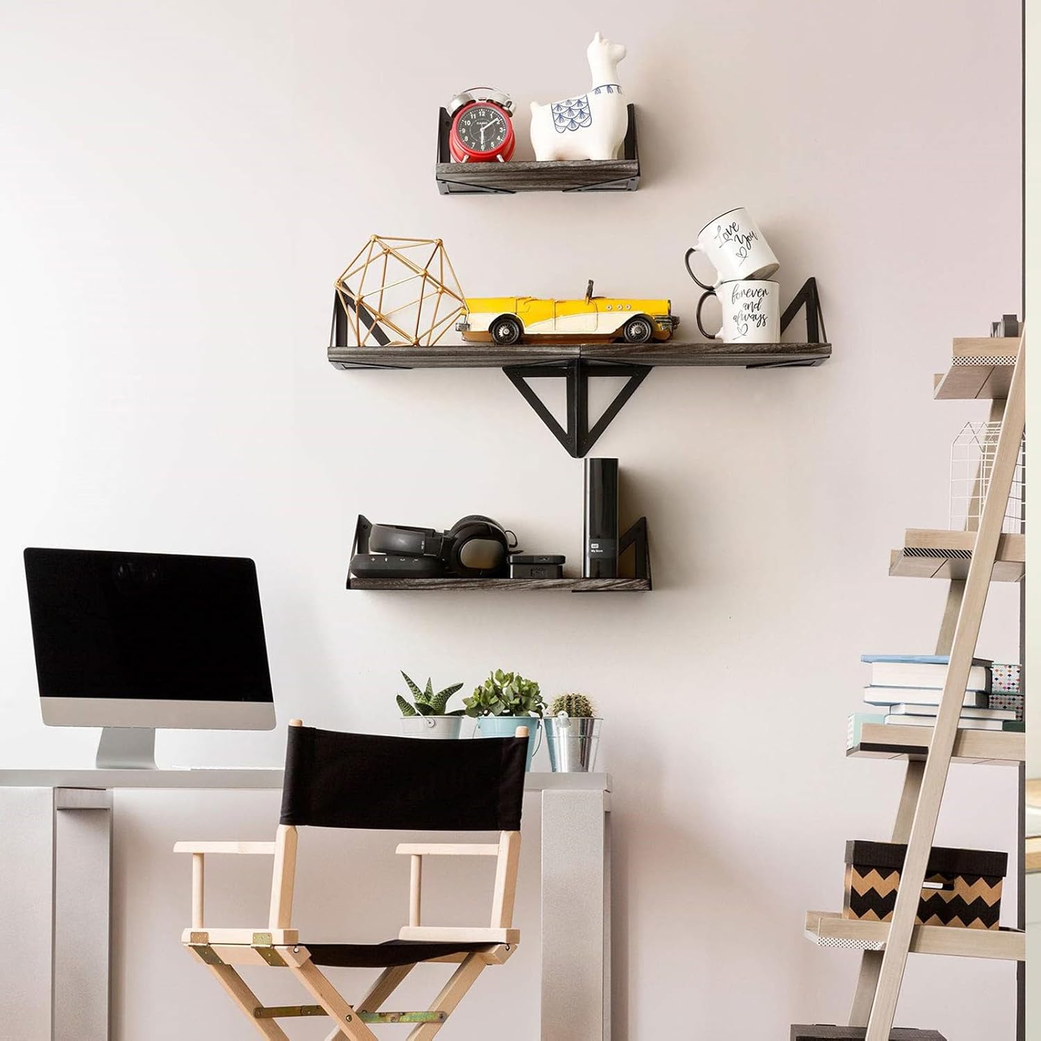 Floating Shelves for Wall, 3 Sets Wood Floating Shelves, Corner Wall Shelf Set, Wood Wall Storage Display Shelves Wall Mount Storage Rack Hanging Shelf for Bathroom, Default, 52687