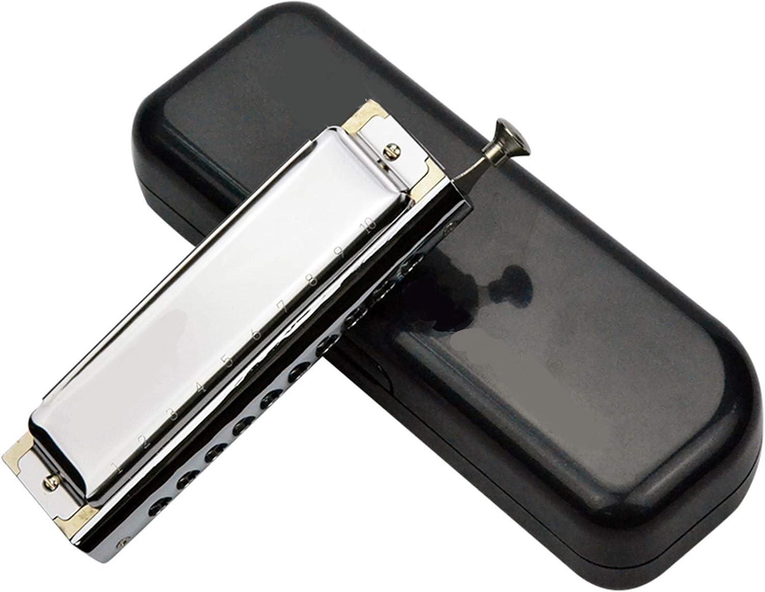 Harmonica 10 Hole 40 Tone Harmonica Chromatic Harmonica Key of C with Case for Professional Player Adult Beginner Students