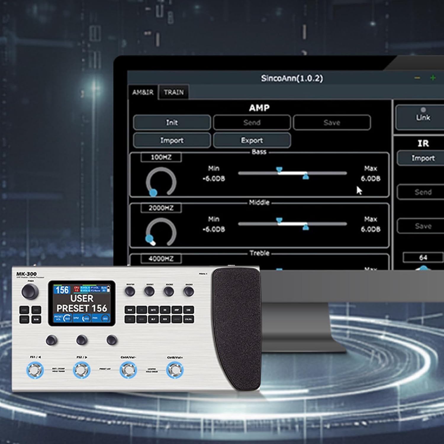 MK300 Professional Guitar Processor ANN Technology 117DB Dynamic Range 3 Pin Output Drum Machine and Drum Machine with Cable Build