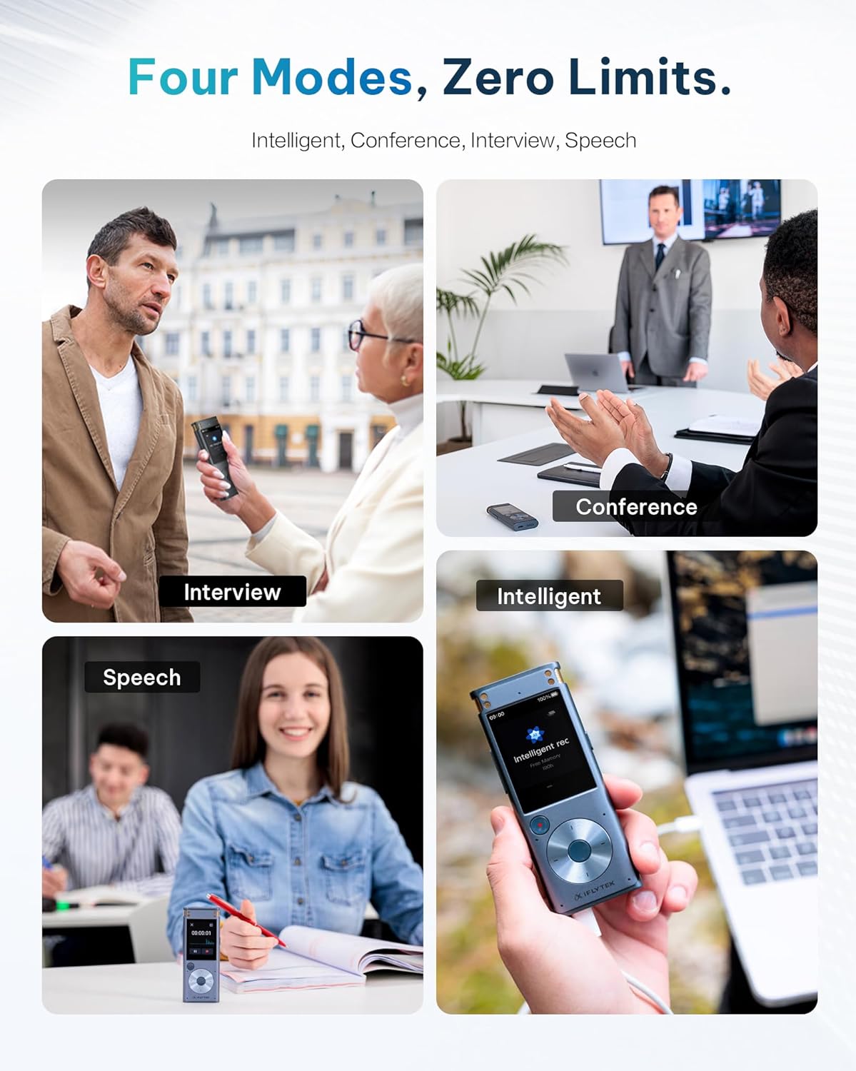 iFLYTEK Offline Voice Recorder with Playback, Secure Digital Recorder with AI Transcription, 5-Language Voice-to-Text, Noise Reduction, AI Voice Recorder for Meetings, Interviews, Learning