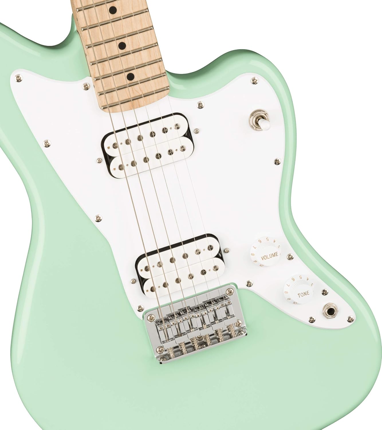 Squier Mini Jazzmaster Electric Guitar, with 2-Year Warranty, Surf Green, Maple Fingerboard