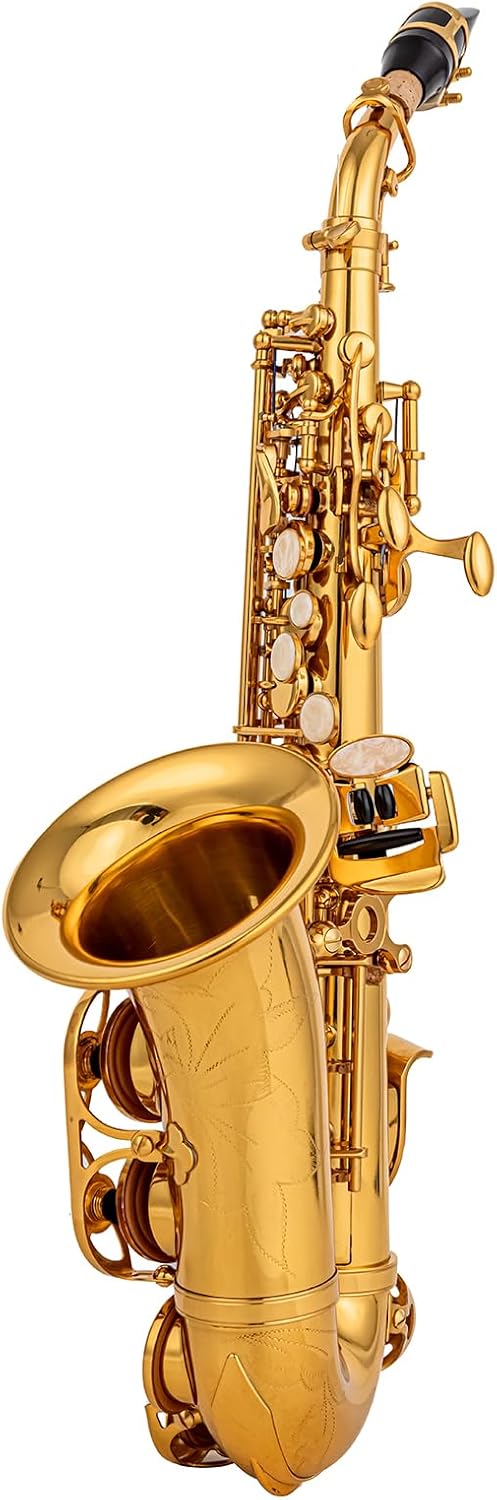 SB-G5 curved Sopranino Saxophone Yellow Brass Body & Keys Gold Lacquer Finish Low Bb - High F# (Gold)