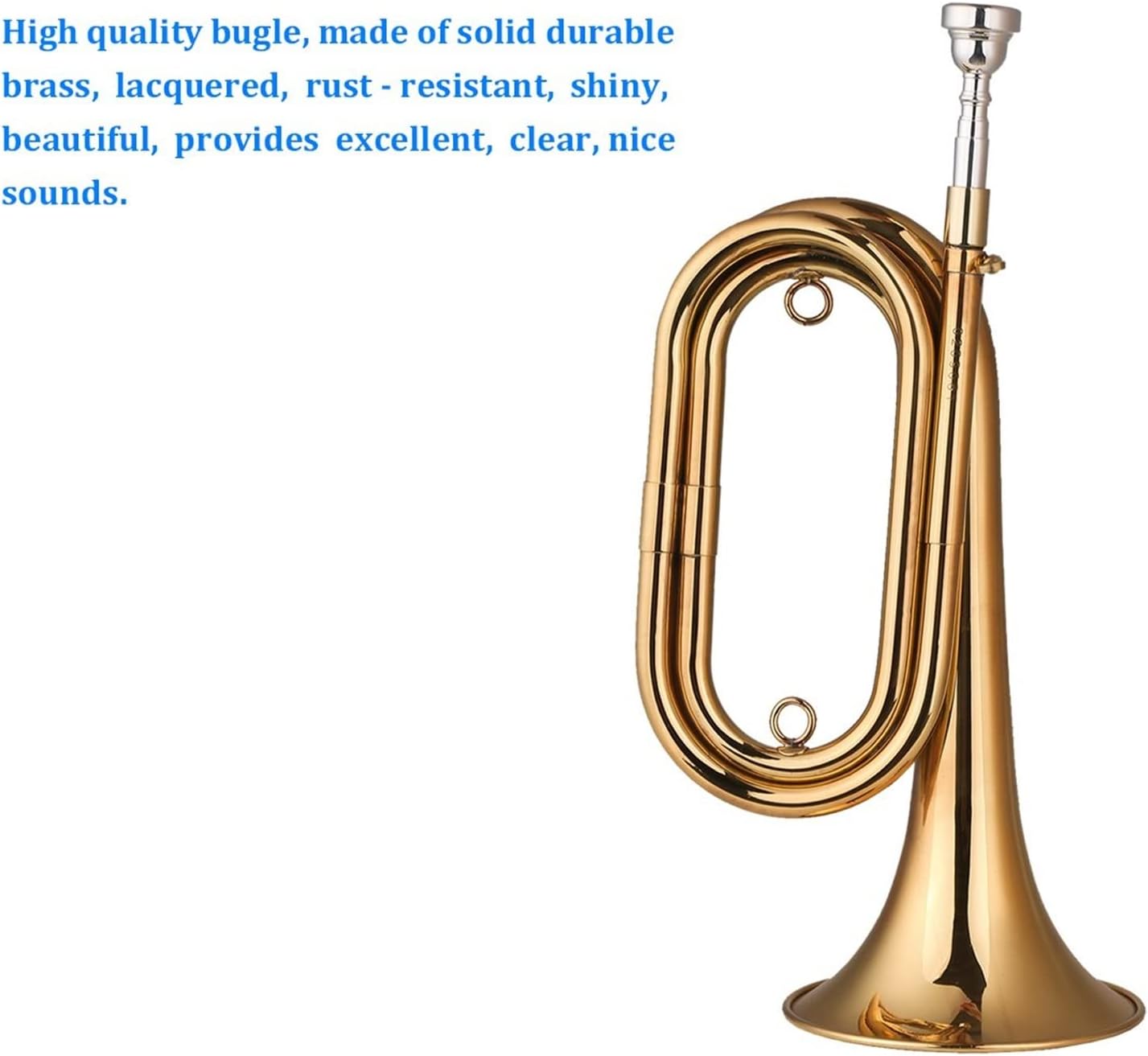 KESHUO Brass Bugle Call Gold-Plated Trumpet Cavalry Horn & Mouthpiece Bag Musical Instrument for School Band Military Orchestra Trumpets