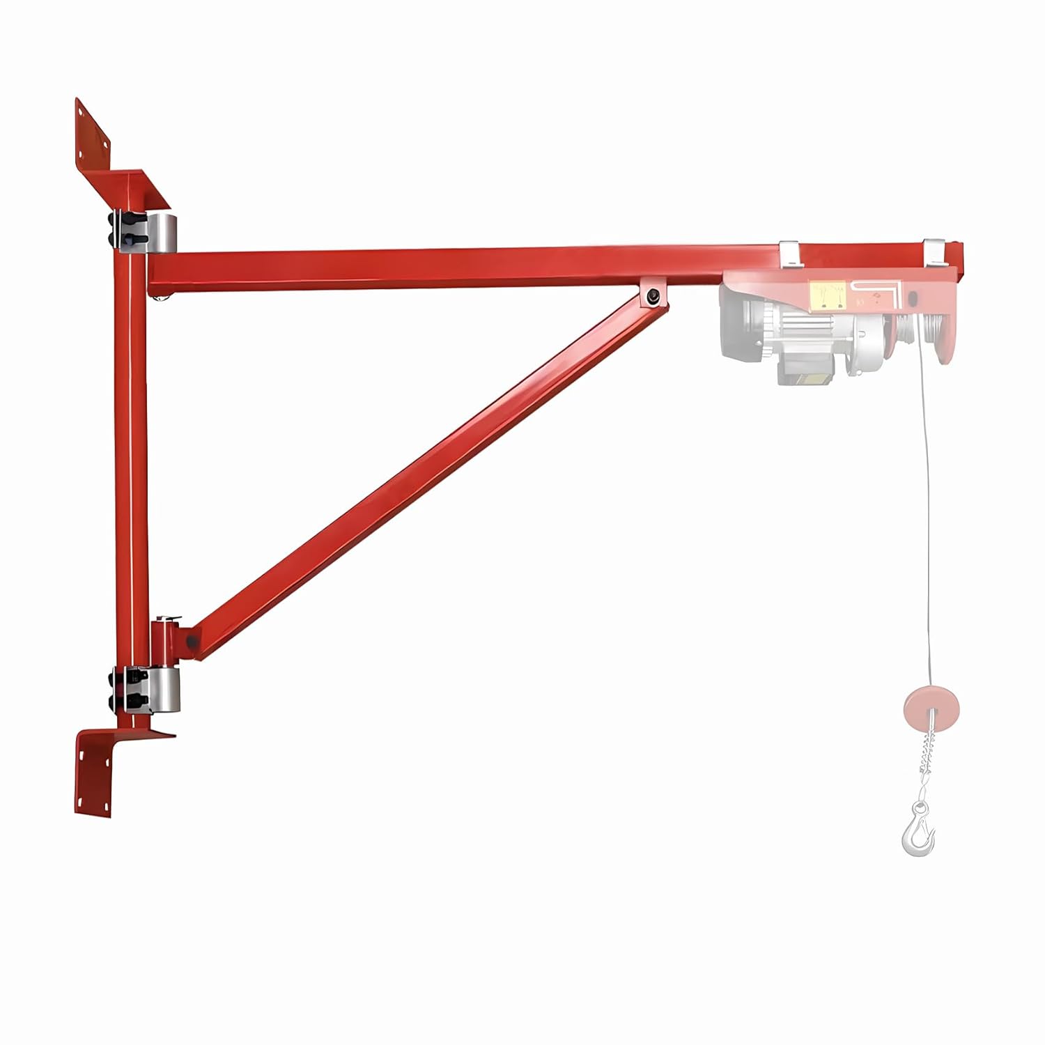 Wall Mount Jib Crane, Hoist Bracket, All Steel Construction 660 lb Capacity, 180 Degree Rotation, Red 120R-B (Hoist not Incl.)
